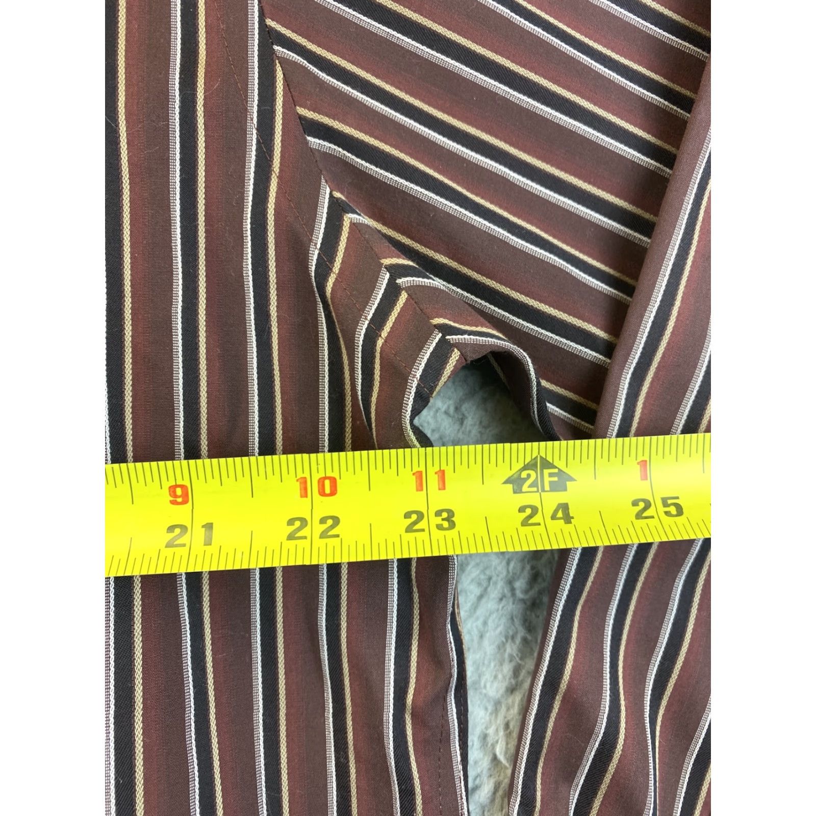 Pronto Uomo Pronto Uomo Dress Shirt Mens L Brown Black Stripe / 82-23 Regular Long Sleeve Point Collar Barrel Button Cuff Brown Striped Pronto Uomo 82-23 Size 42R - 6 Thumbnail