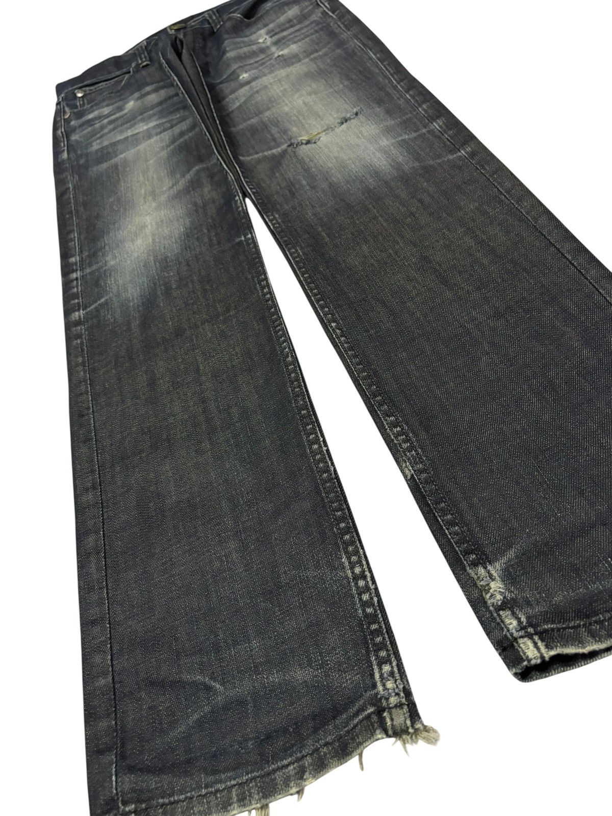 Japanese Brand Vtg Back Number Japan Faded Distressed Jeans Size US 31 - 3 Thumbnail