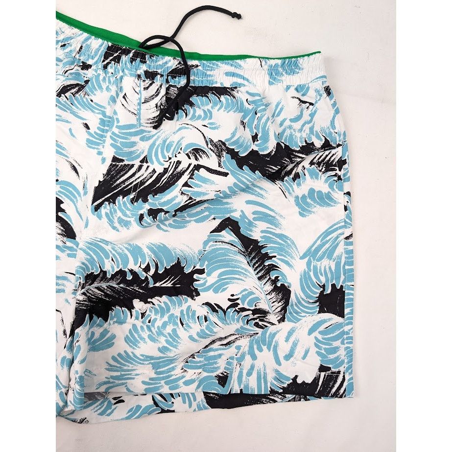 Bottega Veneta o1rshd1 Nylon Printed Feathers Swim Long Boxer in Black/Turq Size US 34 / EU 50 - 3 Thumbnail