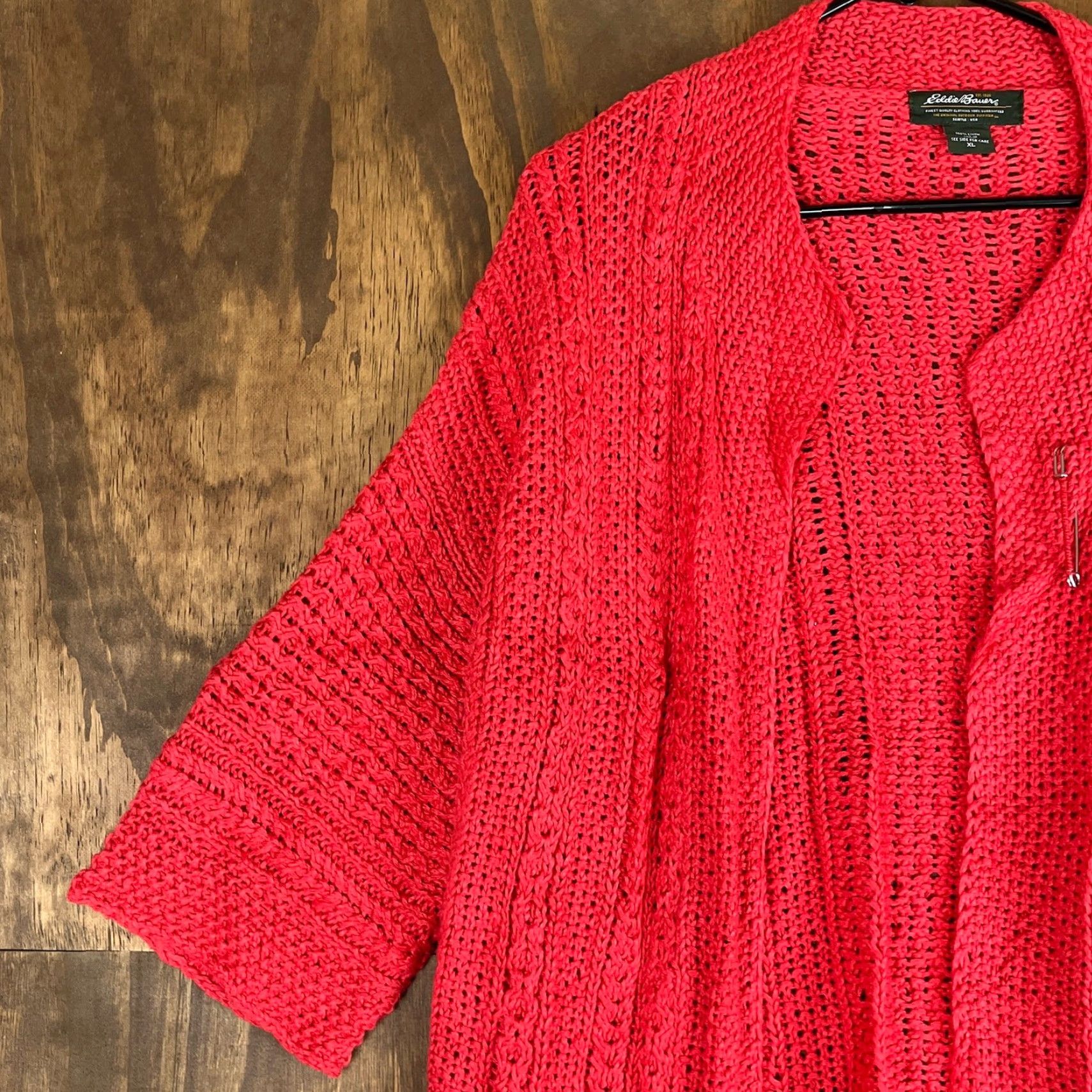 Eddie Bauer Eddie Bauer Cardigan Womens Red Open Linen Knit XL Sweater Knit Style Casual Workwear Holiday 90s? Size XL / US 12-14 / IT 48-50 - 4 Thumbnail