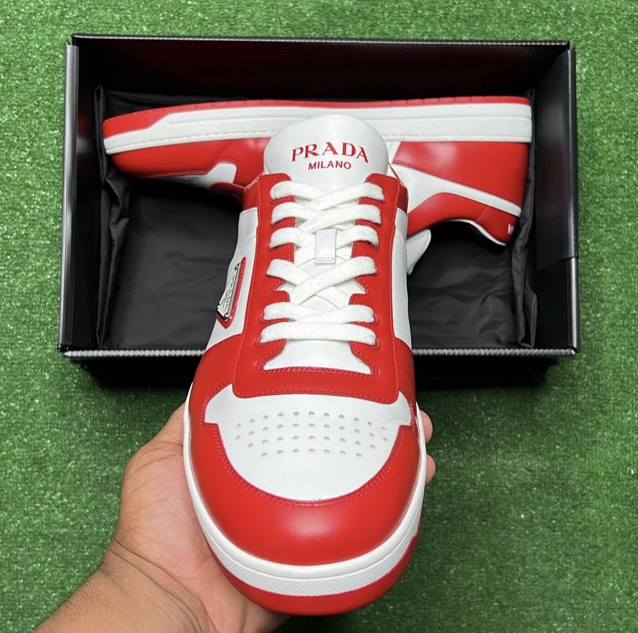 Prada Prada Downtown Leather ‘White Lacquer Red’ Size US 12.5 / EU 45-46 - 3 Thumbnail