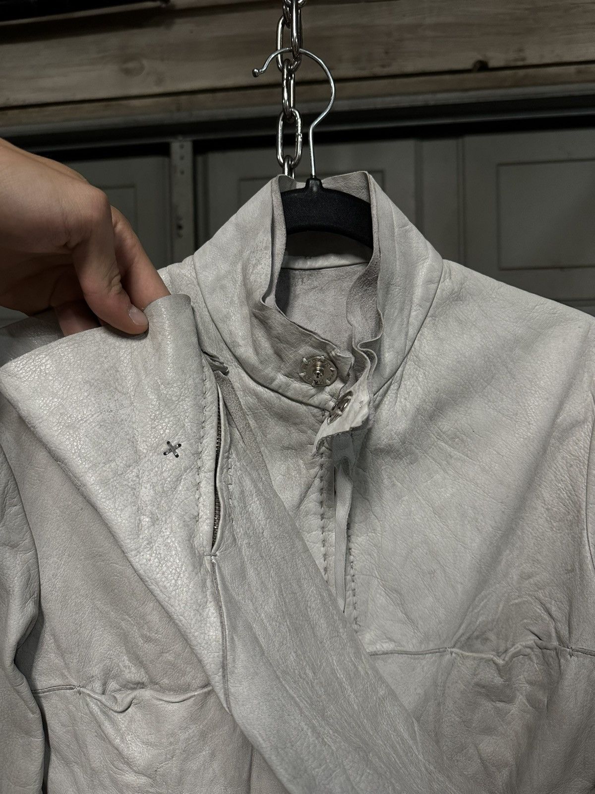 Ma+ M.A.+ White Leather Aviator Jacket Size US S / EU 44-46 / 1 - 3 Thumbnail