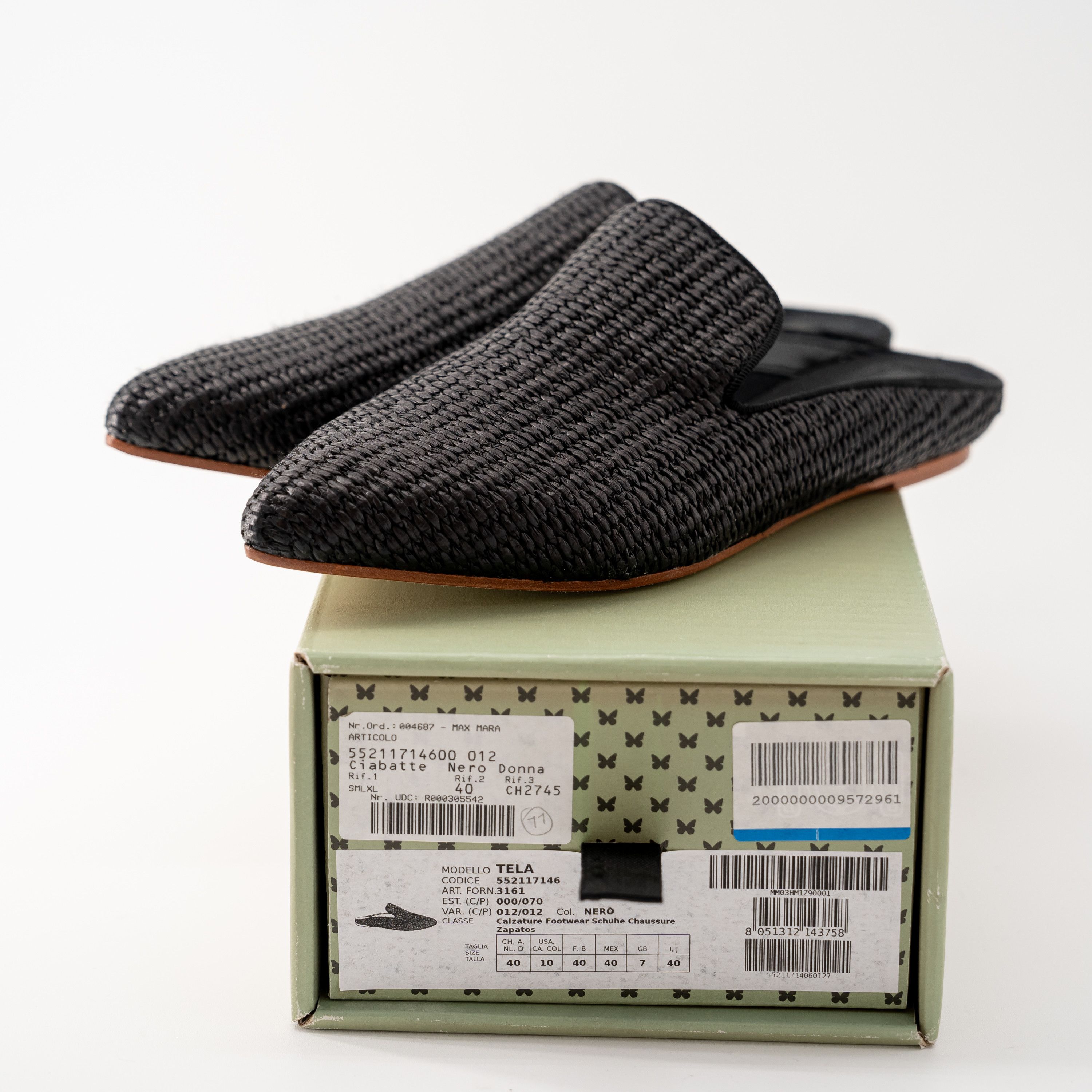 Weekend Max Mara 40 Max Mara Weekend Black Tela Raffia Mules Slippers Slip on Size US 10 / IT 40 - 10 Thumbnail