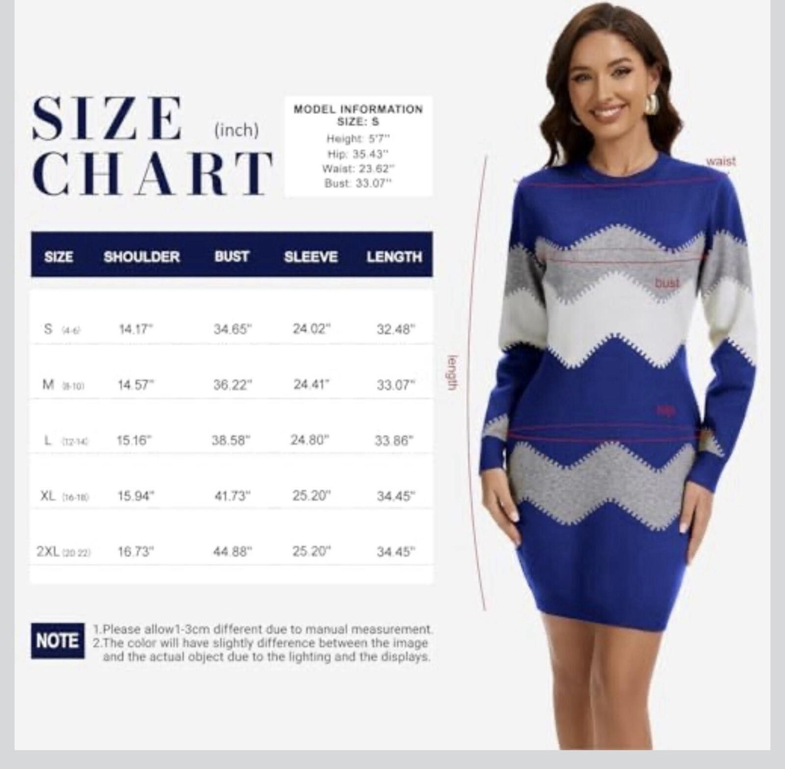 The Unbranded Brand Women Blue White And Gray Soft Pullover Sweater Dress Size L Size L / US 10 / IT 46 - 4 Thumbnail
