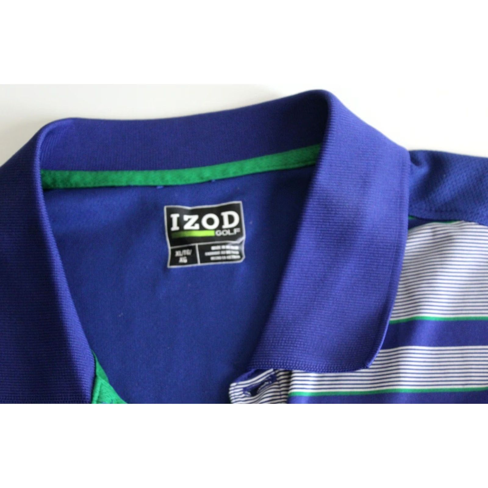 Izod VINTAGE Izod Golf POLO SHIRT XL Extra Large Bluish Green Stripe Poly Golf Shirt Mens Size US XL / EU 56 / 4 - 4 Thumbnail