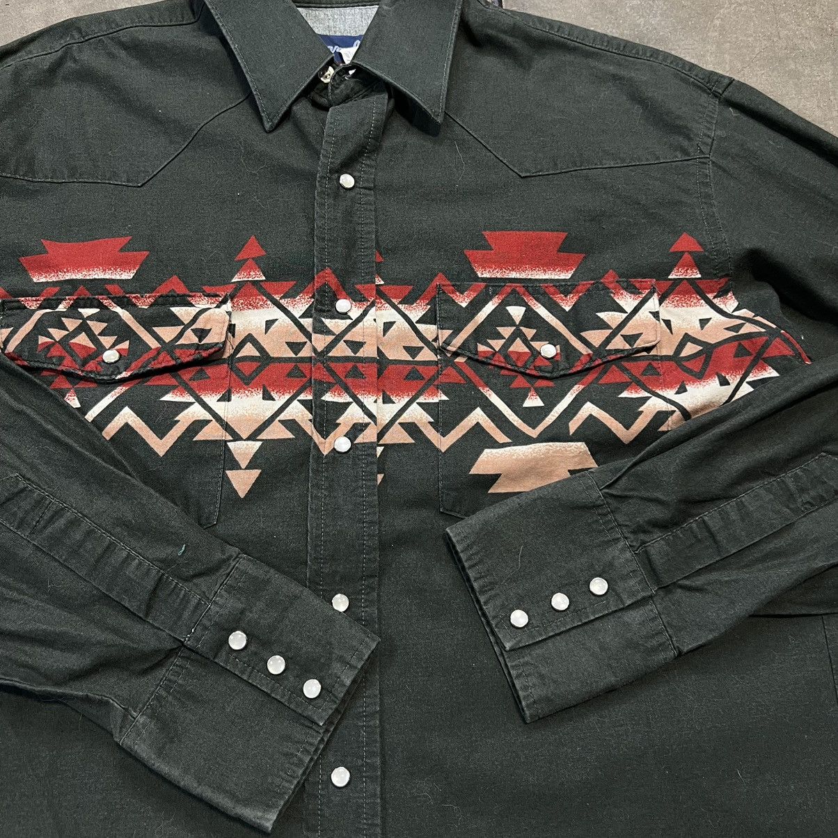 Vintage × Wrangler Vintage 80s Wrangler Pearl Snap Western Cowboy Shirt Aztec Size US L / EU 52-54 / 3 - 4 Thumbnail