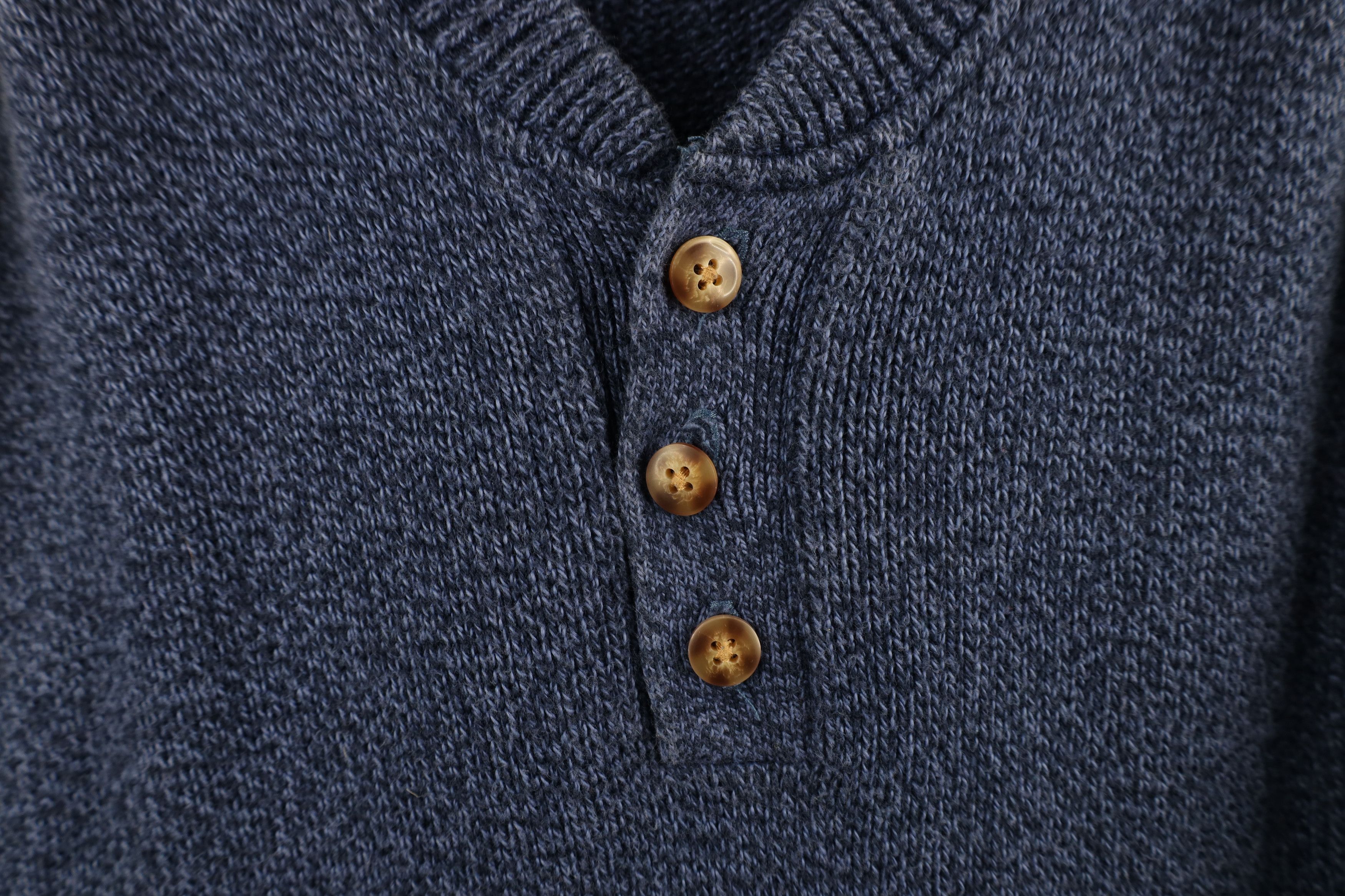 Lands' End × Vintage Vintage 90s Lands End Cotton Knit Henley Sweater Blue USA Size US M / EU 48-50 / 2 - 5 Thumbnail