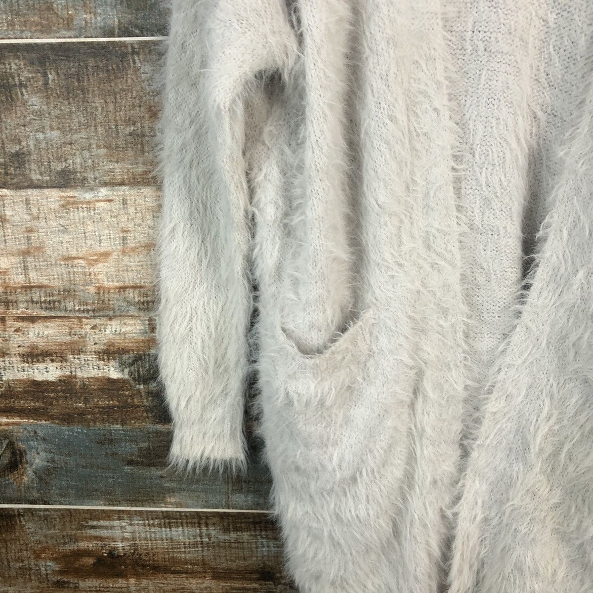 Homespun Knitwear Archives Grey fur mohair shaggy Cardigan Knitwear #A1325 Size M / US 6-8 / IT 42-44 - 7 Thumbnail
