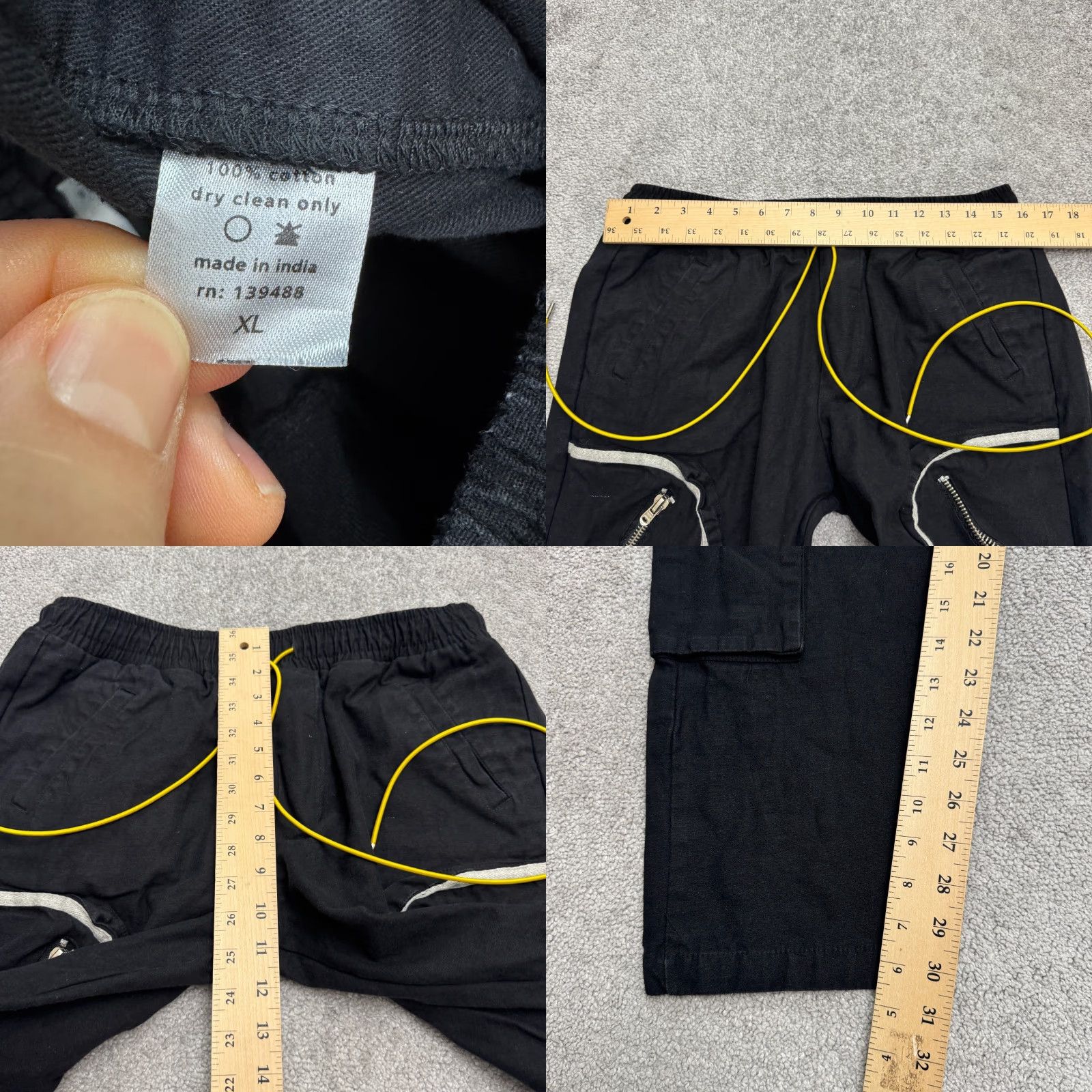MNML MNML Cargo Tactical Utility Pants Men XL Black Contrast Piping Yellow Drawstring Size US 36 / EU 52 - 8 Thumbnail