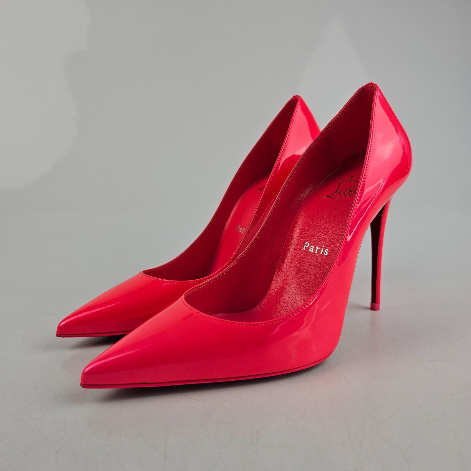 Christian Louboutin Kate Fluo Pink 100mm Patent Leather Pump