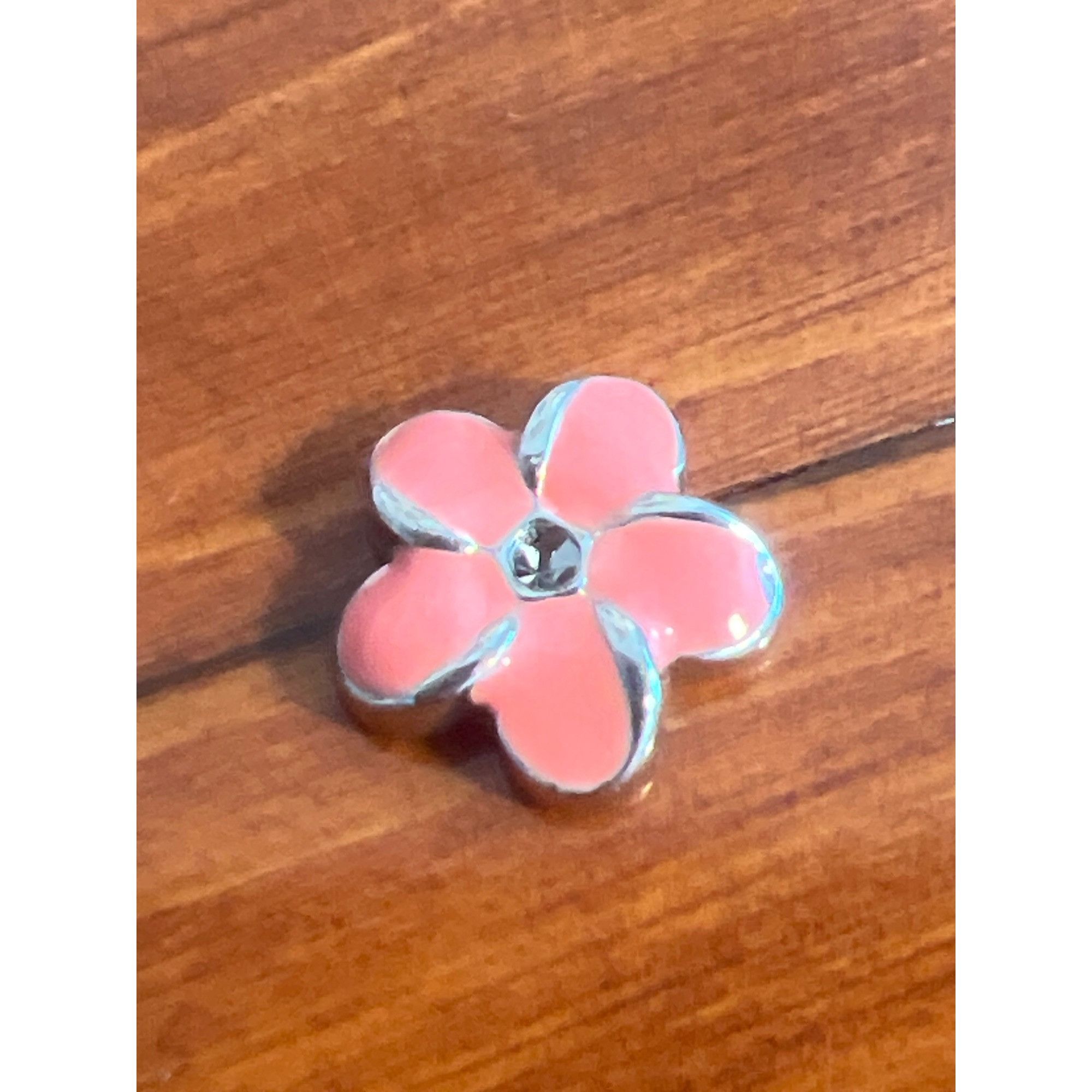 Other Origami Owl Charm Silver Tone Flower Pink Enamel Floral Lock Size ONE SIZE - 1 Thumbnail
