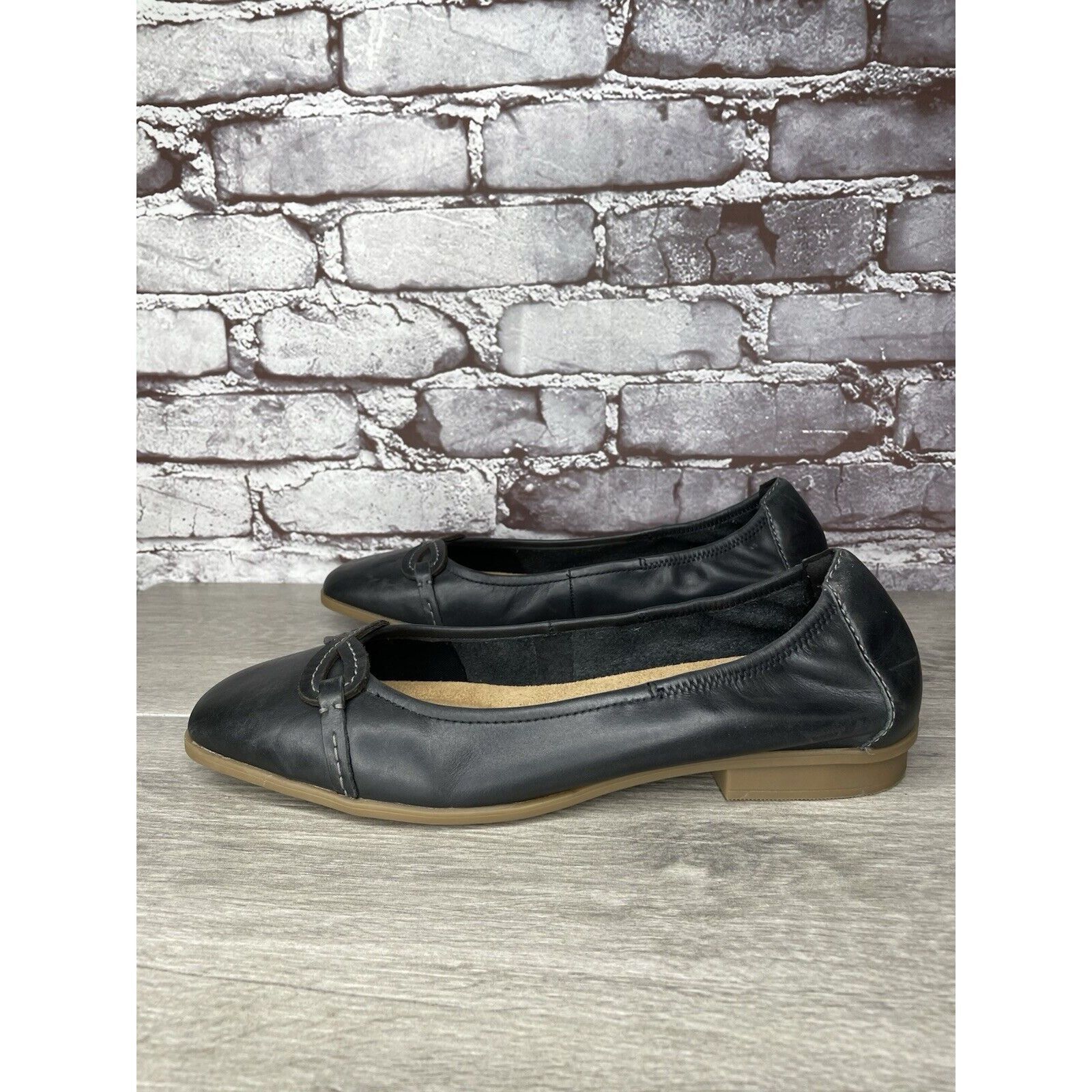 Clarks Clarks Collection Black Leather Slip On Flats Shoes Women Sz Size US 11 / IT 41 - 6 Thumbnail