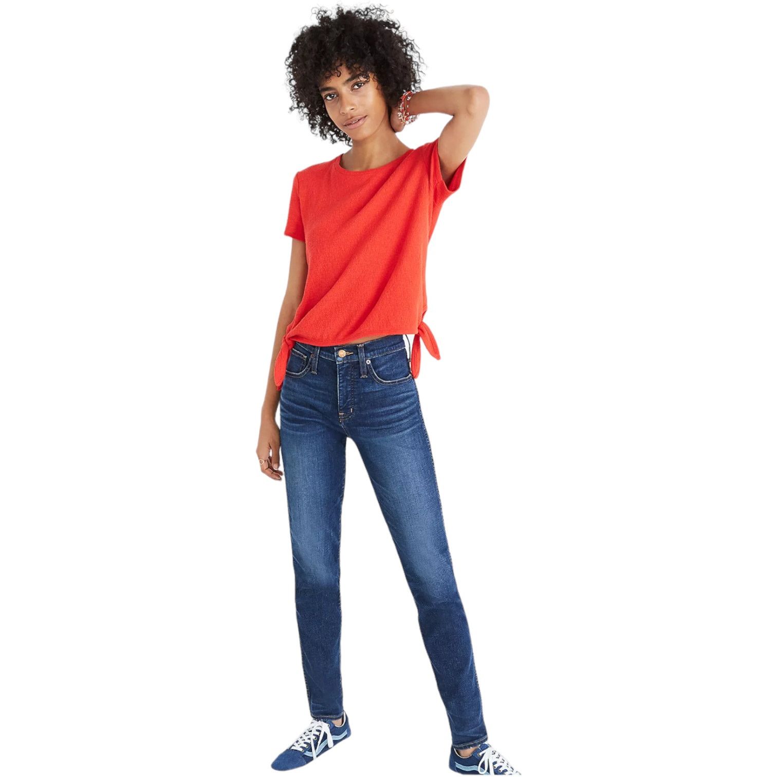 Madewell Madewell Small Texture & Thread Modern Side-Tie Top Red Size S / US 4 / IT 40 - 1 Thumbnail