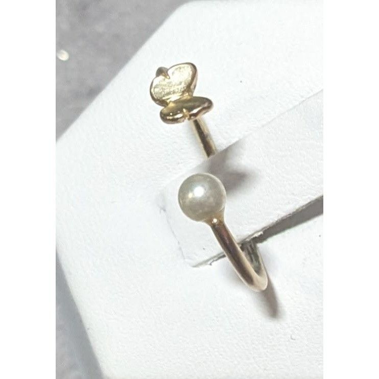 Other Minimalist Butterfly Faux Pearl Open Top Gold Tone Ring Size Size ONE SIZE - 3 Thumbnail