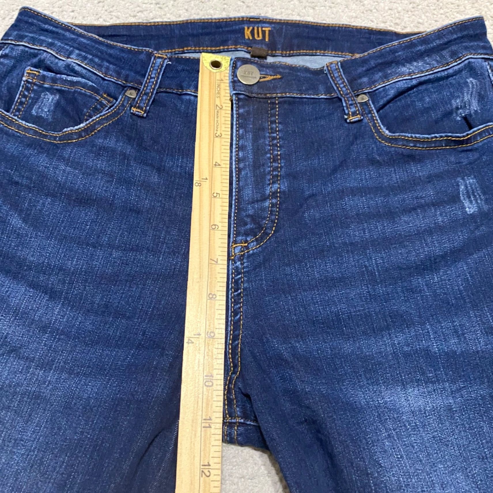 Vintage KUT from the Kloth Jeans Womens 8 Blue Denim Dark Wash Skinny High Rise Button Zip Size 30" / US 8 / IT 44 - 7 Thumbnail