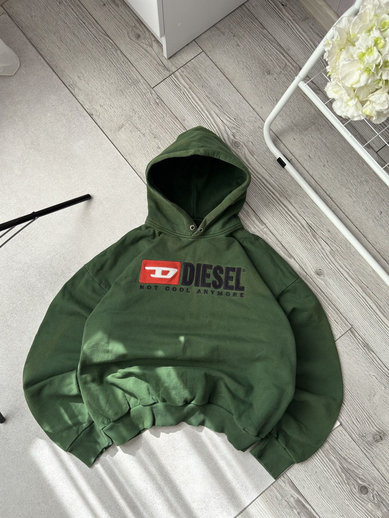 Diesel × Vintage Vintage Diesel big logo distressed Faded Y2K boxy hoodie Size US XL / EU 56 / 4 - 1 Thumbnail