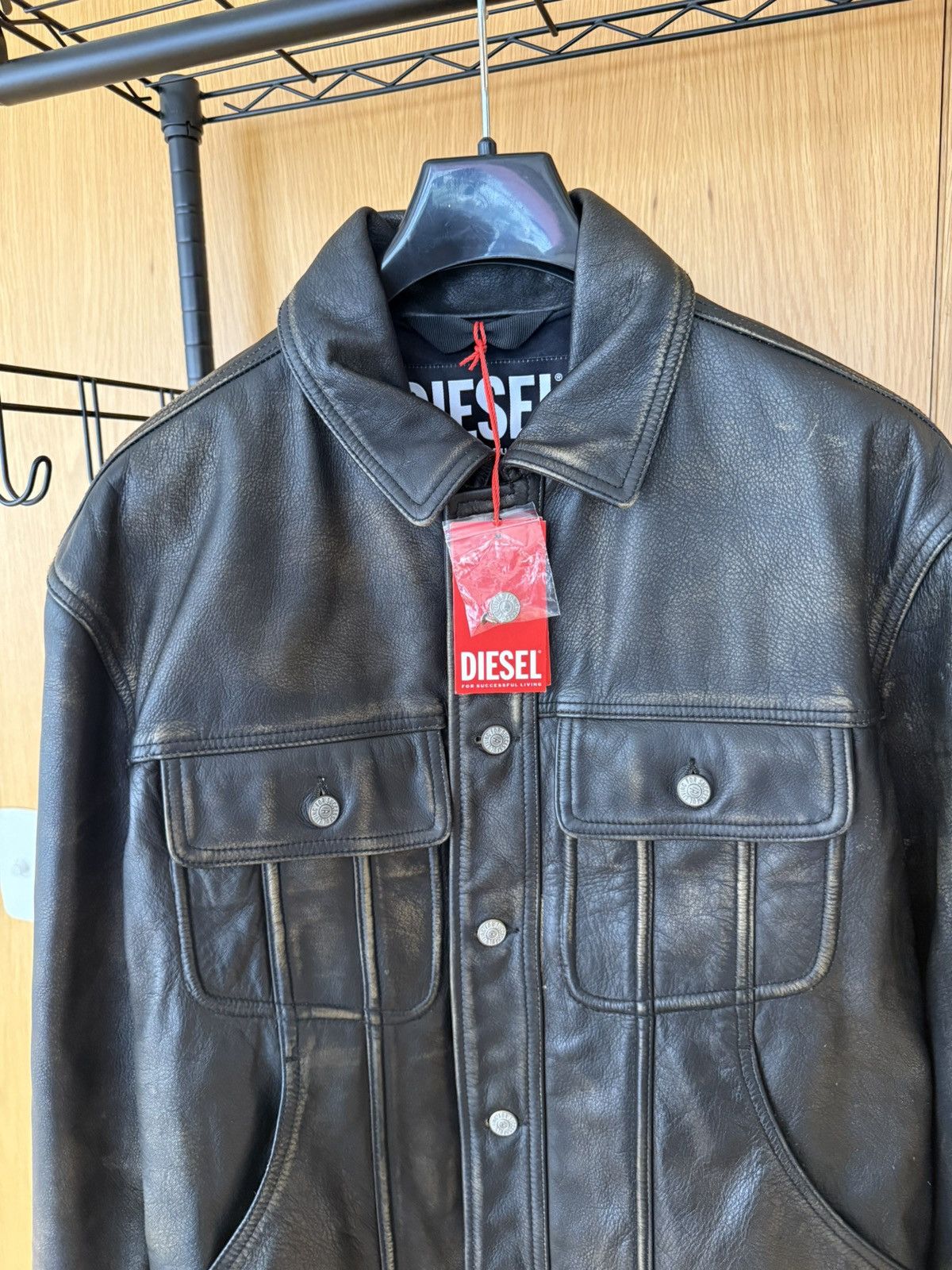 Diesel DIESEL LEATHER JACKET L-RILEY GIACCA Size US L / EU 52-54 / 3 - 2 Thumbnail