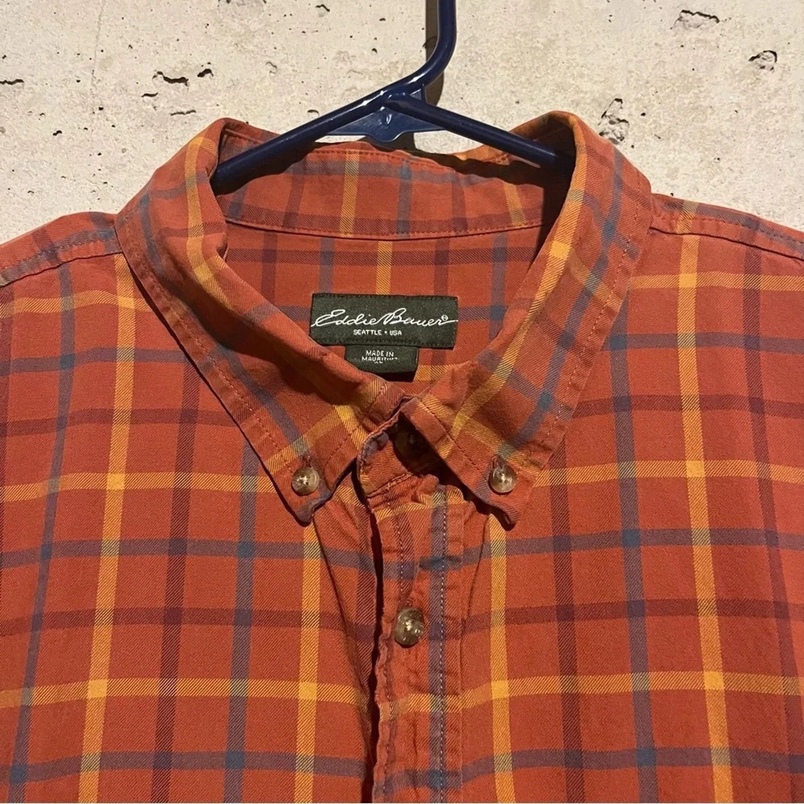 Eddie Bauer Eddie Bauer Shirt XL Orange Plaid Long Sleeve Button Up Size US XL / EU 56 / 4 - 2 Thumbnail