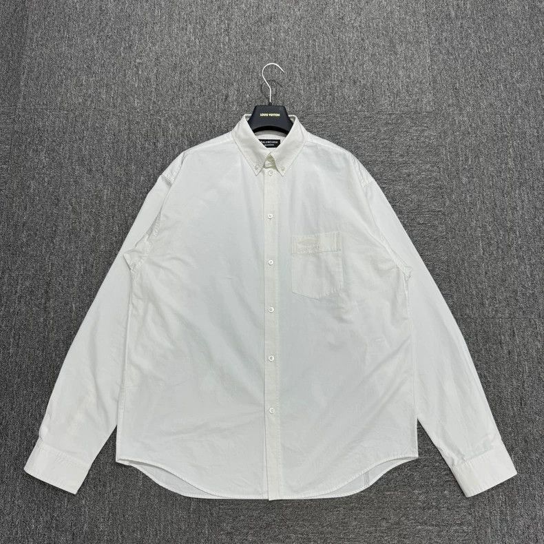 Balenciaga Balenciaga Embroidered Logo White Shirt-2506 Size US S / EU 44-46 / 1 - 1 Thumbnail