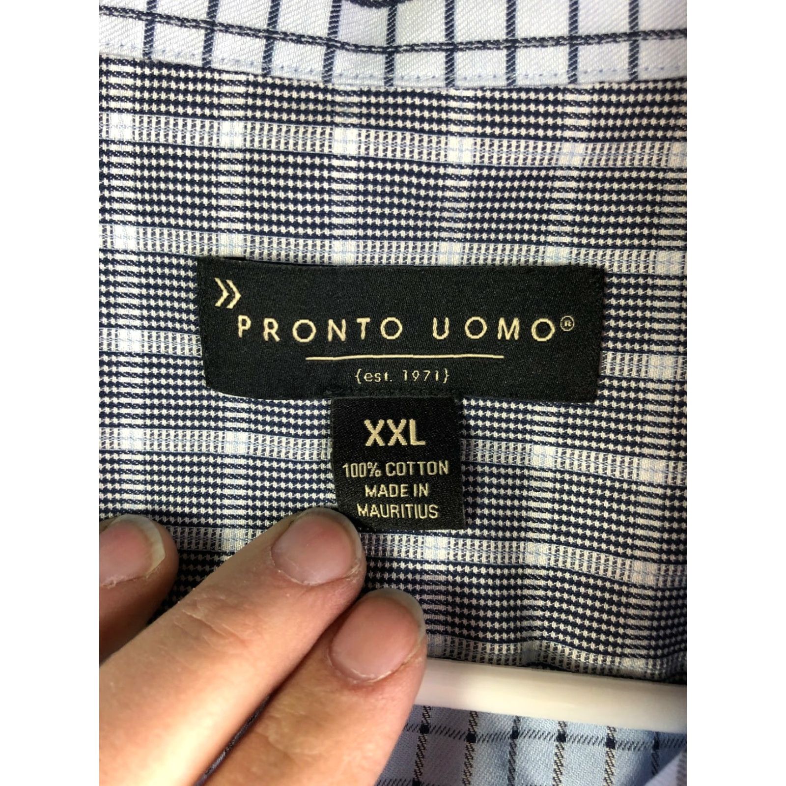 Pronto Uomo Pronto Uomo Shirt Long Sleeve Button-Up Mens XXL Blue Plaid Shirt Size US XXL / EU 58 / 5 - 6 Thumbnail