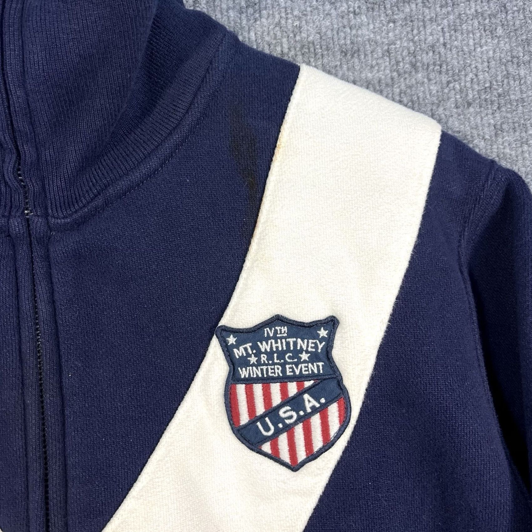 Polo Ralph Lauren VINTAGE Polo Ralph Lauren USA Mt Whitney Patch Sweatshirt Mens XL White Navy Zip Size US XL / EU 56 / 4 - 3 Thumbnail