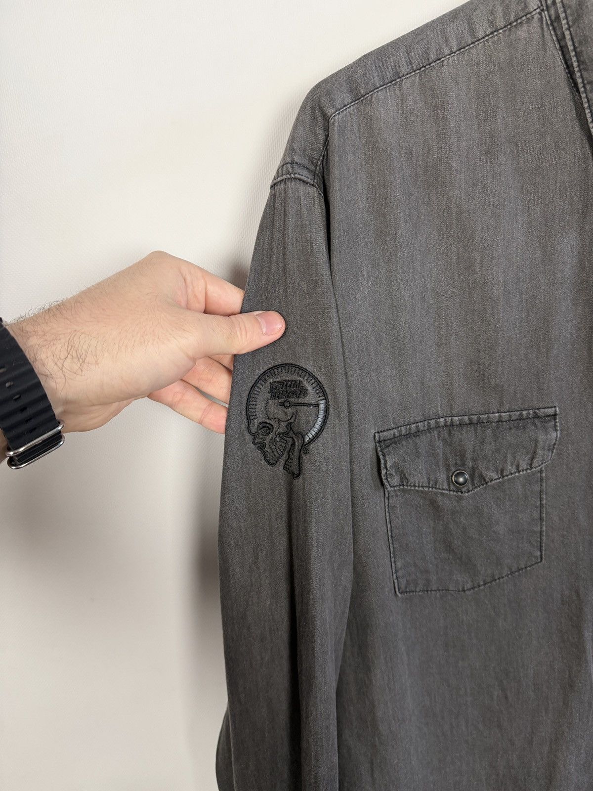 Vintage MotorGear Denim Shirt Eagle Biker Graphic Vintage XL Size US XL / EU 56 / 4 - 8 Thumbnail