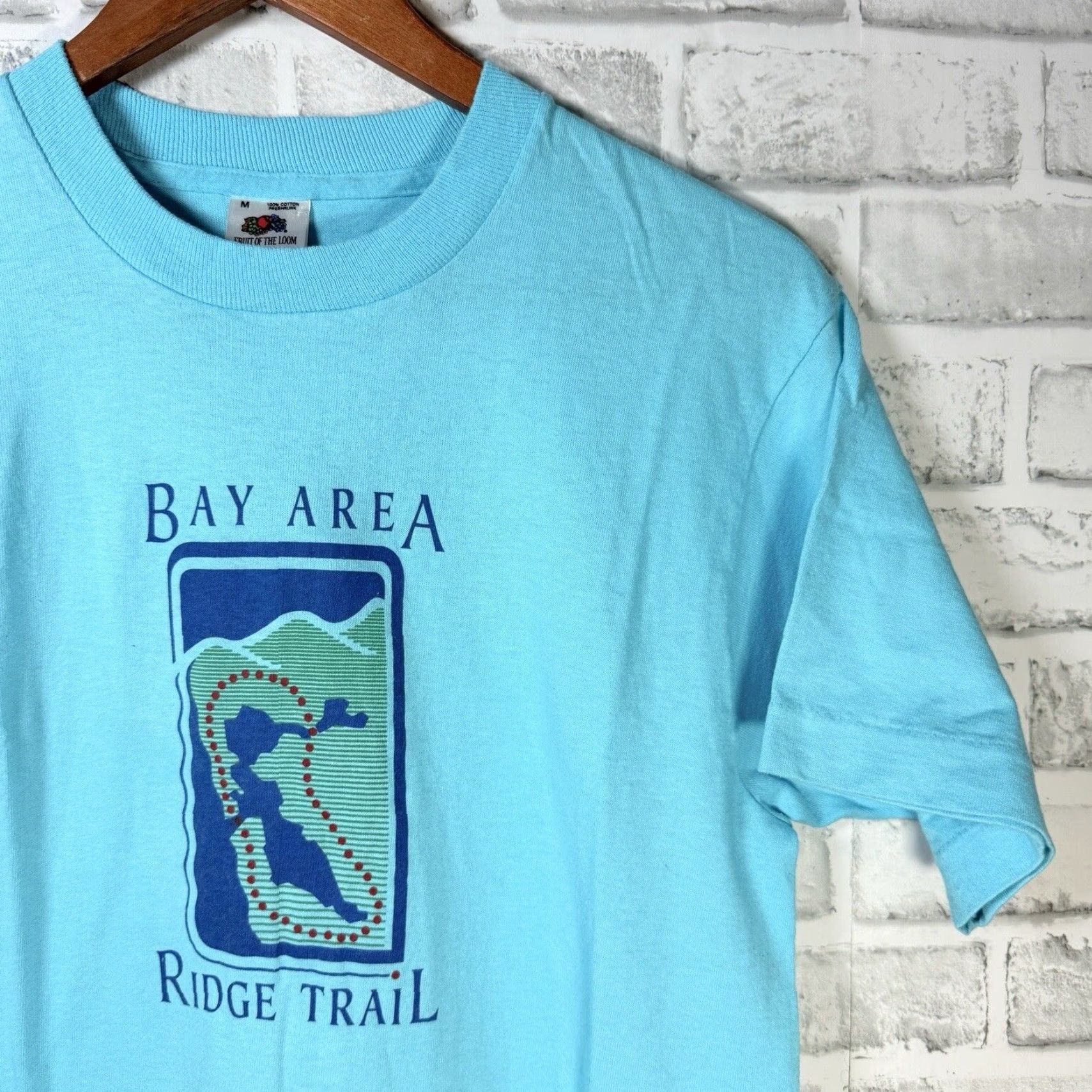 Fruit Of The Loom VINTAGE Fruit of the Loom T-Shirt Men M Blue Bay Area Ridge Trail USA Graphic 90s Single Stitch Size US M / EU 48-50 / 2 - 2 Thumbnail