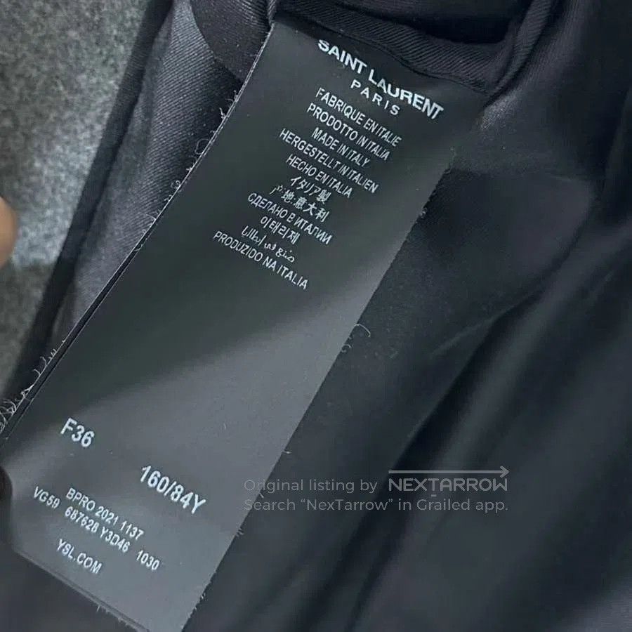 Saint Laurent Paris Saint Laurent Gray Double-Breasted Blazer. Size XS / US 0-2 / IT 36-38 - 5 Thumbnail