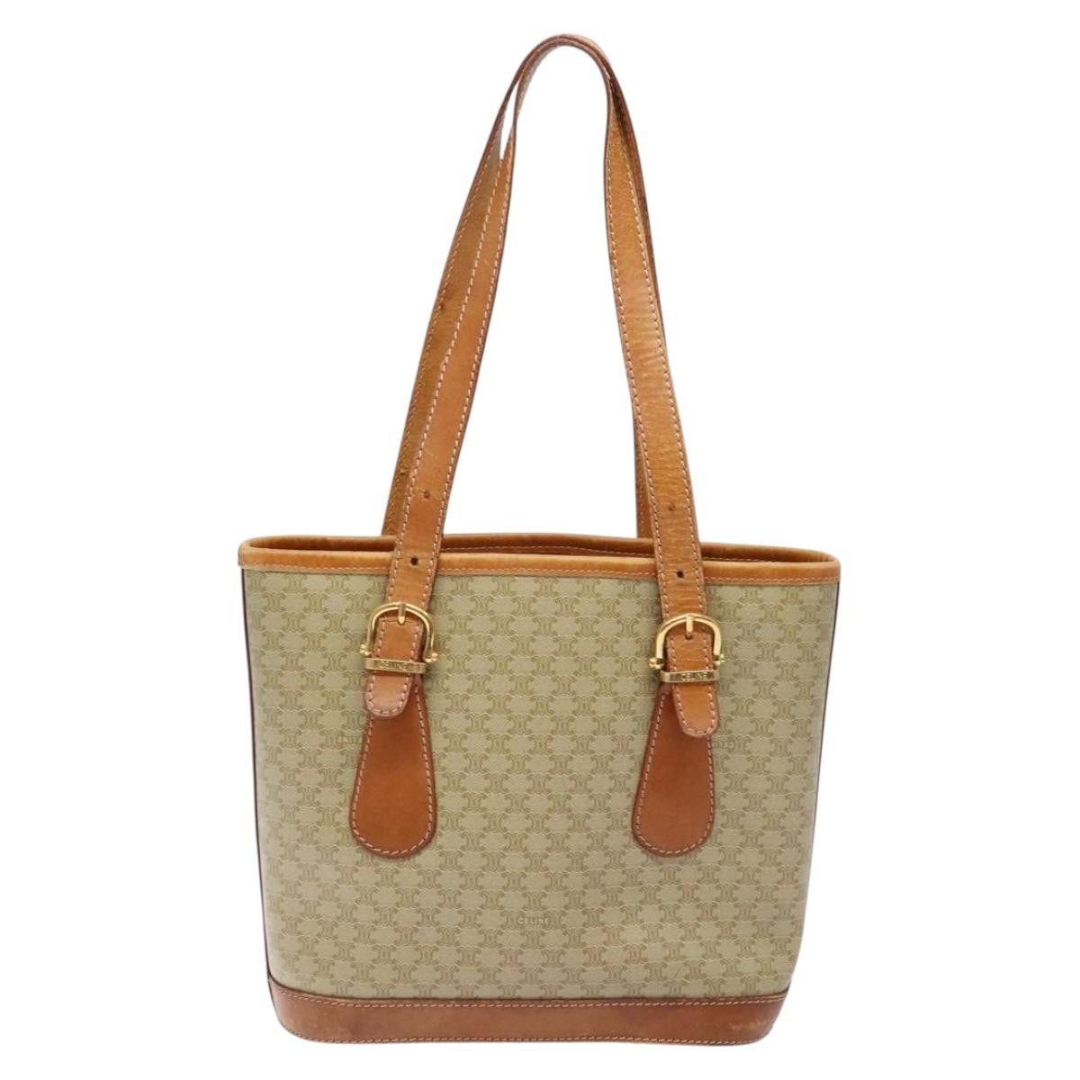 Celine CELINE Macadam Canvas Tote Bag Beige Gold Size ONE SIZE - 3 Thumbnail