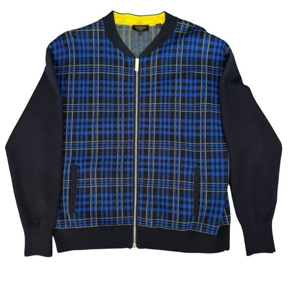 Ted Baker Ted Baker London Leolli Blue and Black Plaid Knit Jacket Sz Size S / US 4 / IT 40 - 1 Thumbnail