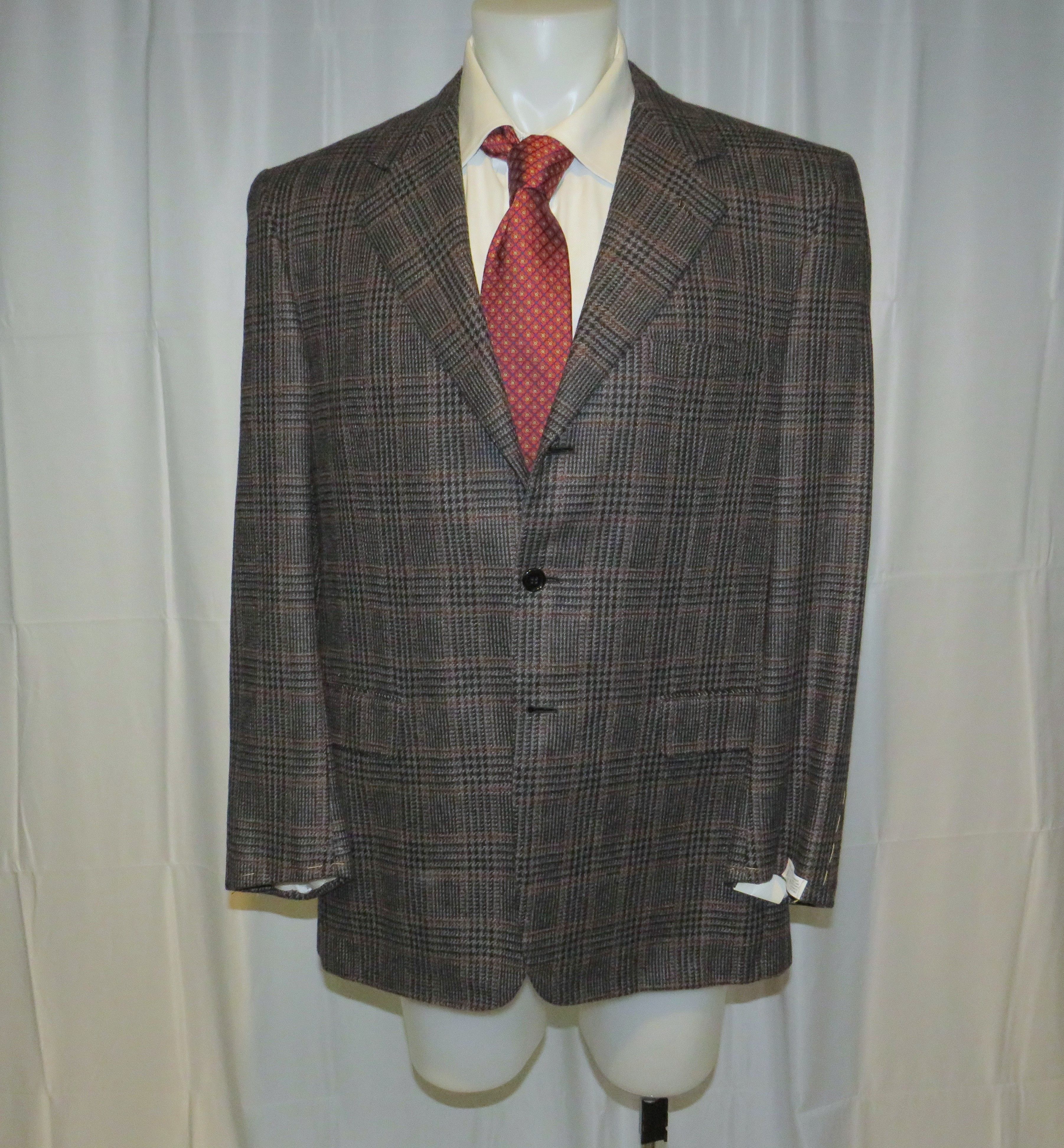 Brioni × Neiman Marcus Traiano Cashmere Gray Plaid Heavy Sport Coat 44R NWT NOS Size 44R - 1 Thumbnail