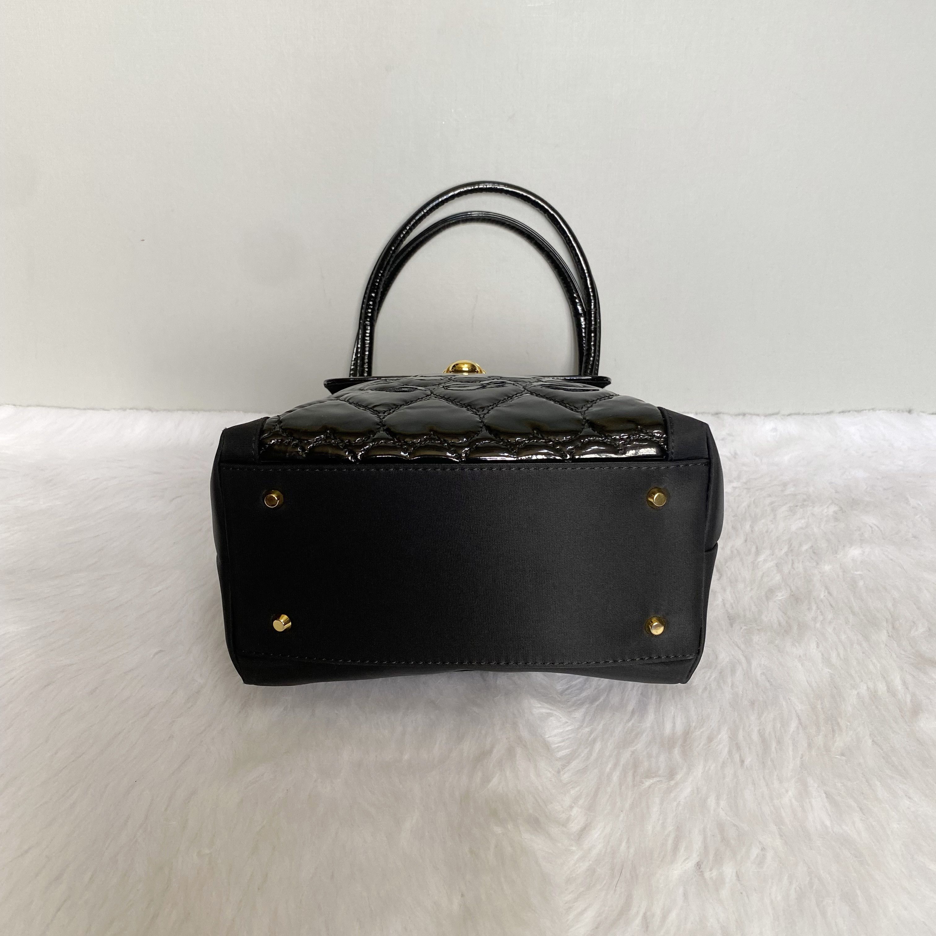 Moschino × Vintage Vintage Black Heart Quilted Leather Nylon Tote Bag Size ONE SIZE - 5 Thumbnail