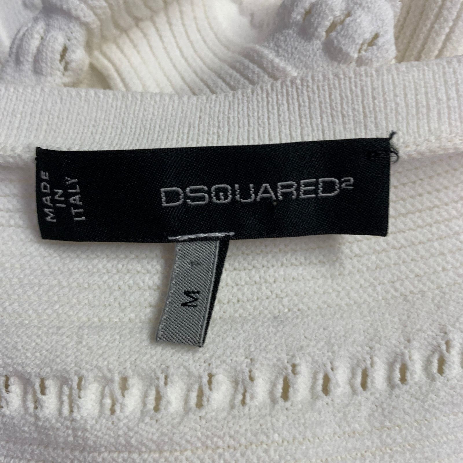 Dsquared2 Size M White Rayon Polyamide Textured Short Sleeve Dress Size M / US 6-8 / IT 42-44 - 11 Thumbnail