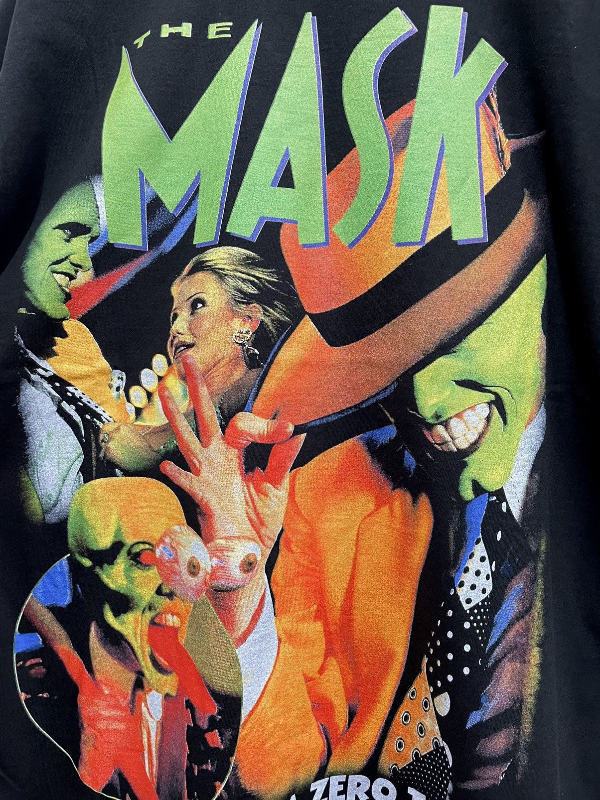 Vintage THE MASK JIM CARREY MOVIE MODERN BOOTLEG T-SHIRT Size US L / EU 52-54 / 3 - 5 Thumbnail
