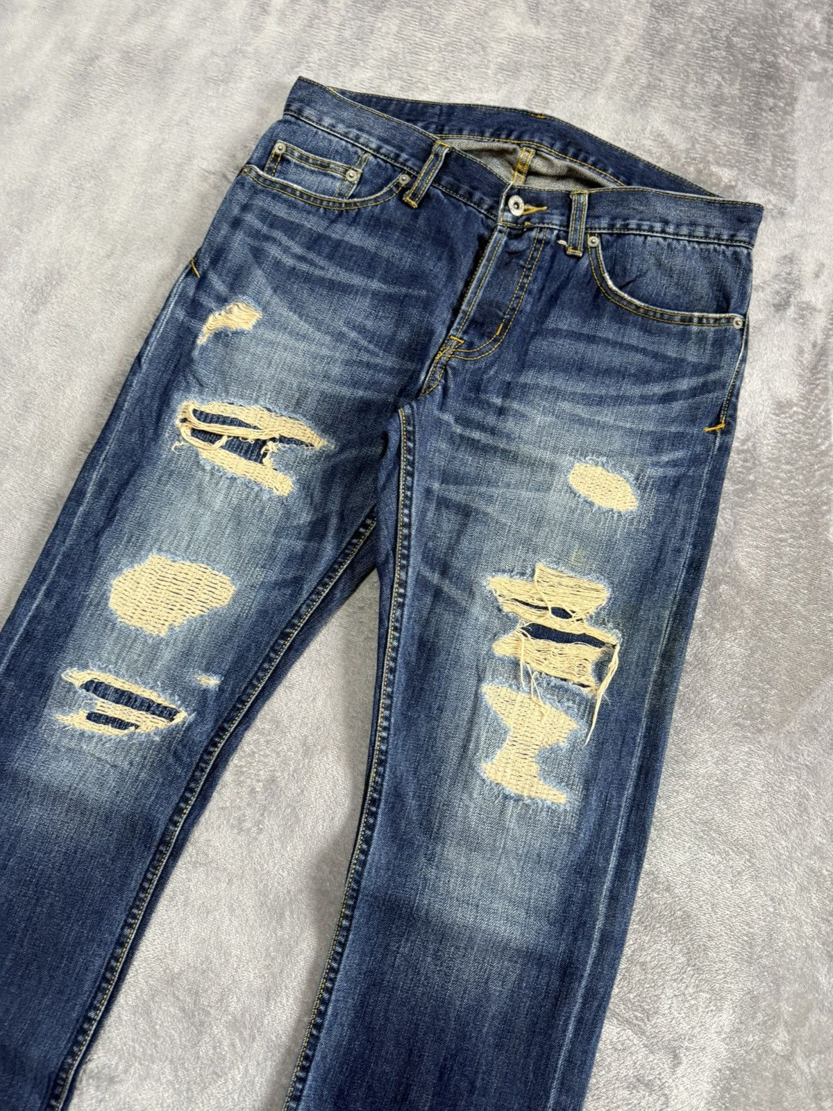 Fad Three × Japanese Brand The Stooge & Co Distressed Repaired Heavy Stitched Jeans Size US 30 / EU 46 - 3 Thumbnail