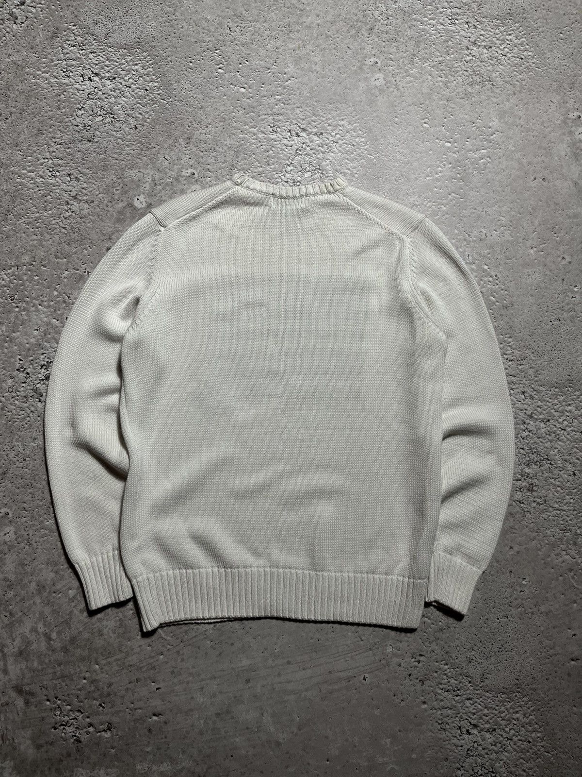Vintage John Ashfield White Knit Sweater with USA Flag Patch - Small Size US S / EU 44-46 / 1 - 8 Thumbnail