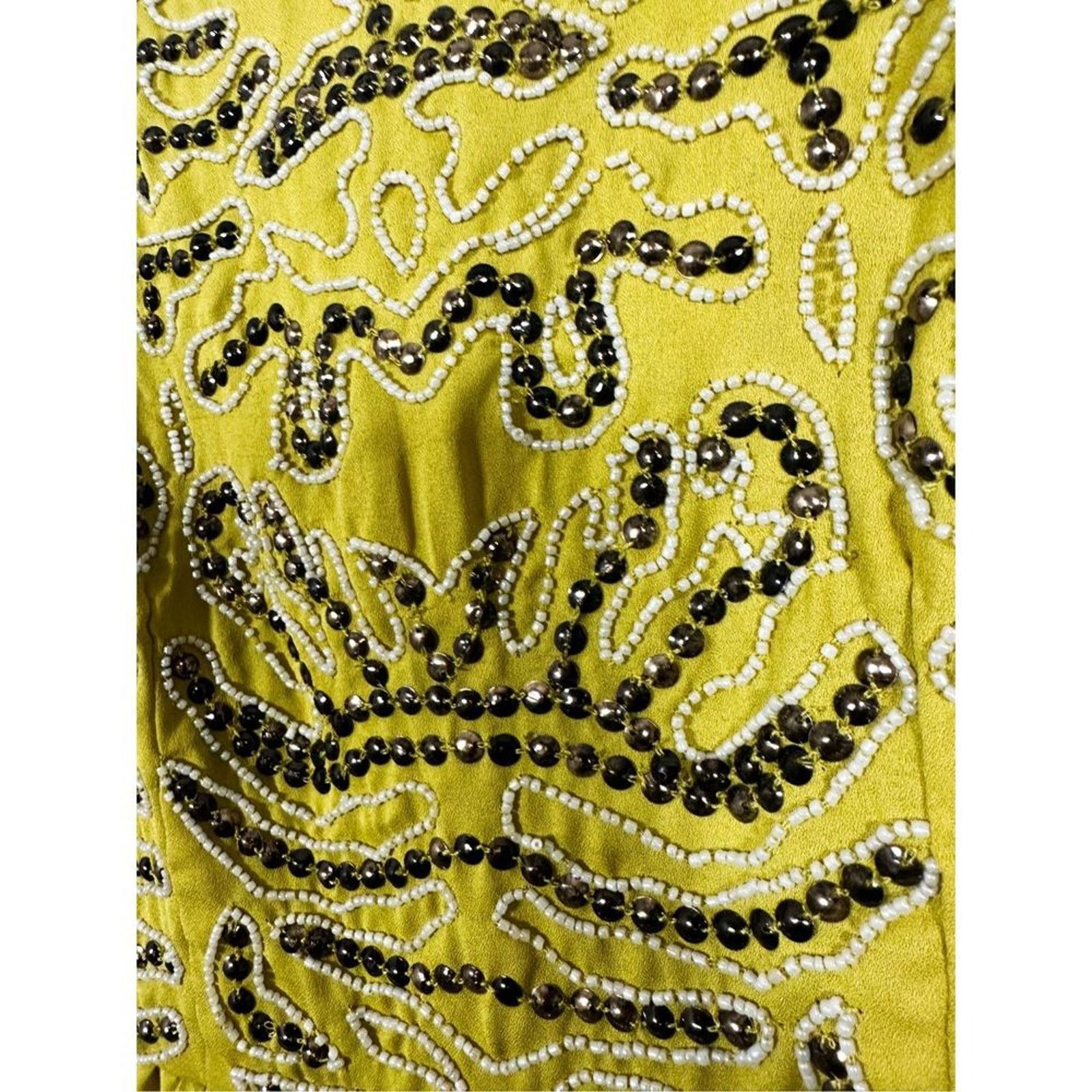 Bar III Bar III Beaded Sleeveless Mini Dress Green Yellow Size Small Size S / US 4 / IT 40 - 4 Thumbnail