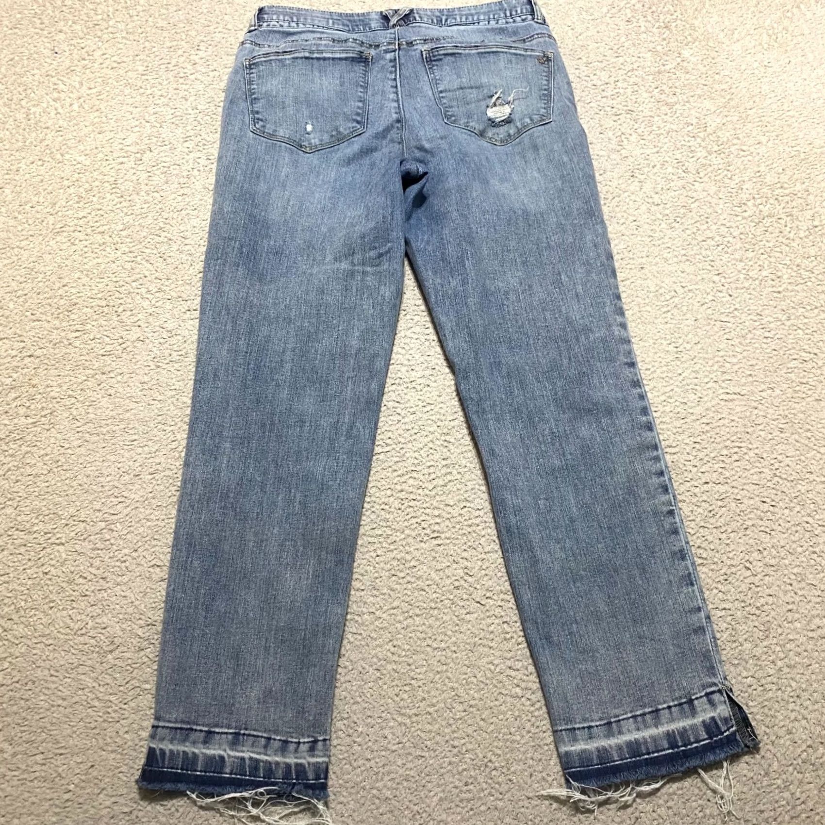 Vintage Wit & Wisdom Jeans Womens 8 Blue Denim Mid Rise Ankle Distressed Raw Hem City 90s Mens Womens Girls Size 30" / US 8 / IT 44 - 2 Thumbnail