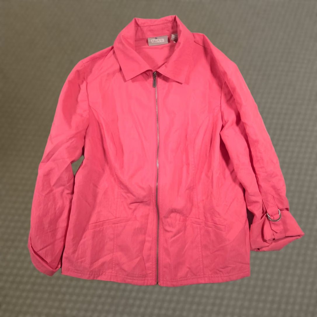 Vintage VINTAGE Chico's Jacket Womens 1 Pink Lightweight Microfiber Full Zip Collar Pockets Size XS / US 0-2 / IT 36-38 - 1 Thumbnail