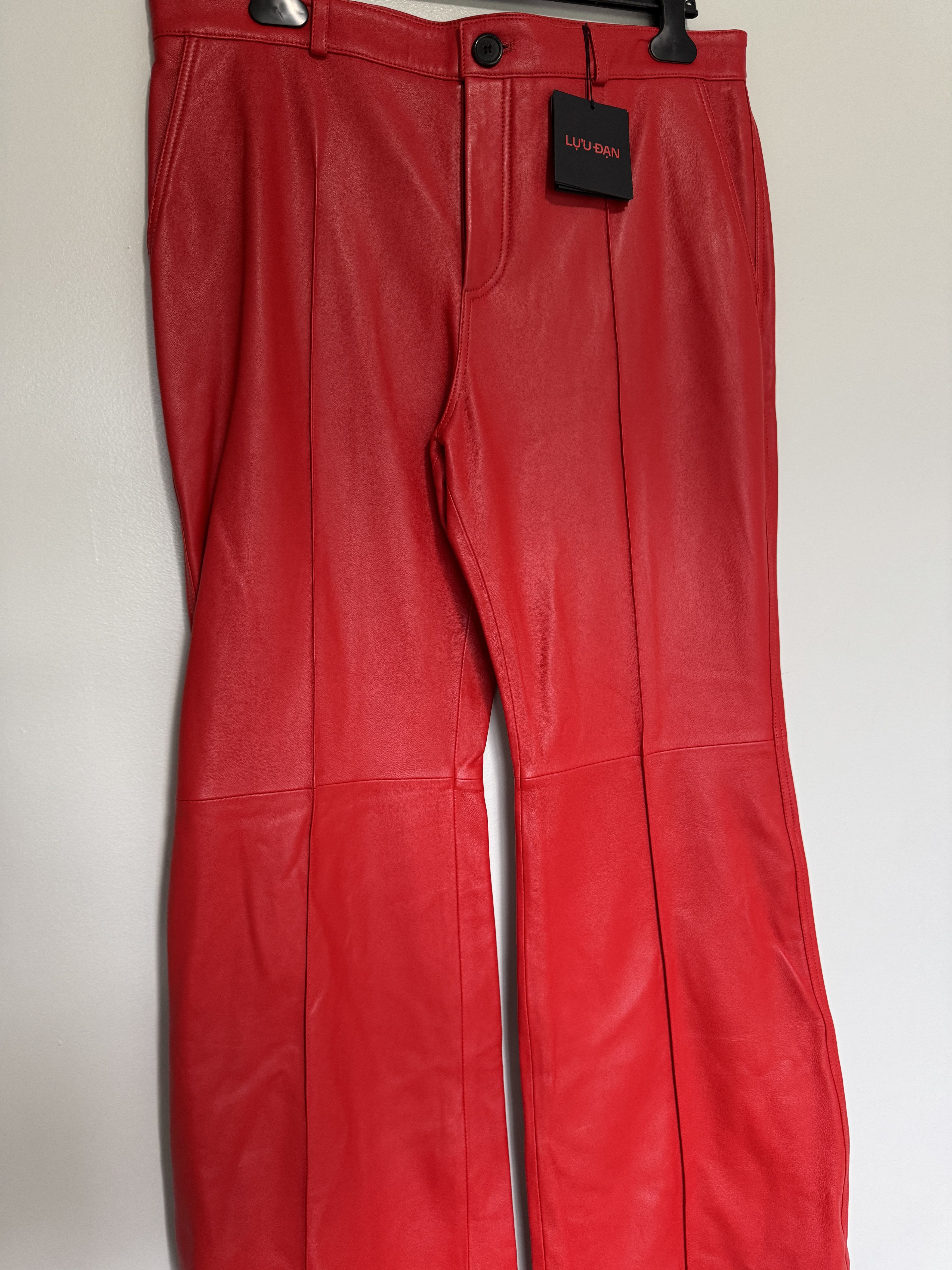 LUU DAN LEATHER FLARE BELL BOTTOMS RED $1,295 SIZE 54 Size US 38 / EU 54 - 7 Thumbnail