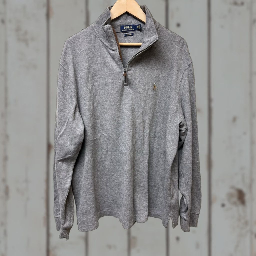 Ralph Lauren Polo Ralph Lauren Men’s Gray Cotton Pullover 1/4 Zip Sweater XL Estate Rib Size US XL / EU 56 / 4 - 1 Thumbnail