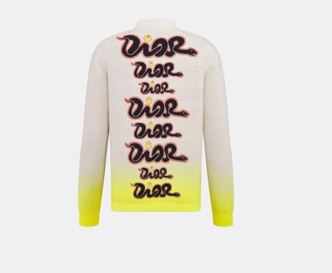 Dior × Kaws o1w1db11025 513M656 Long-Sleeved Polo Shirt in White/Yellow Size US XL / EU 56 / 4 - 1 Thumbnail