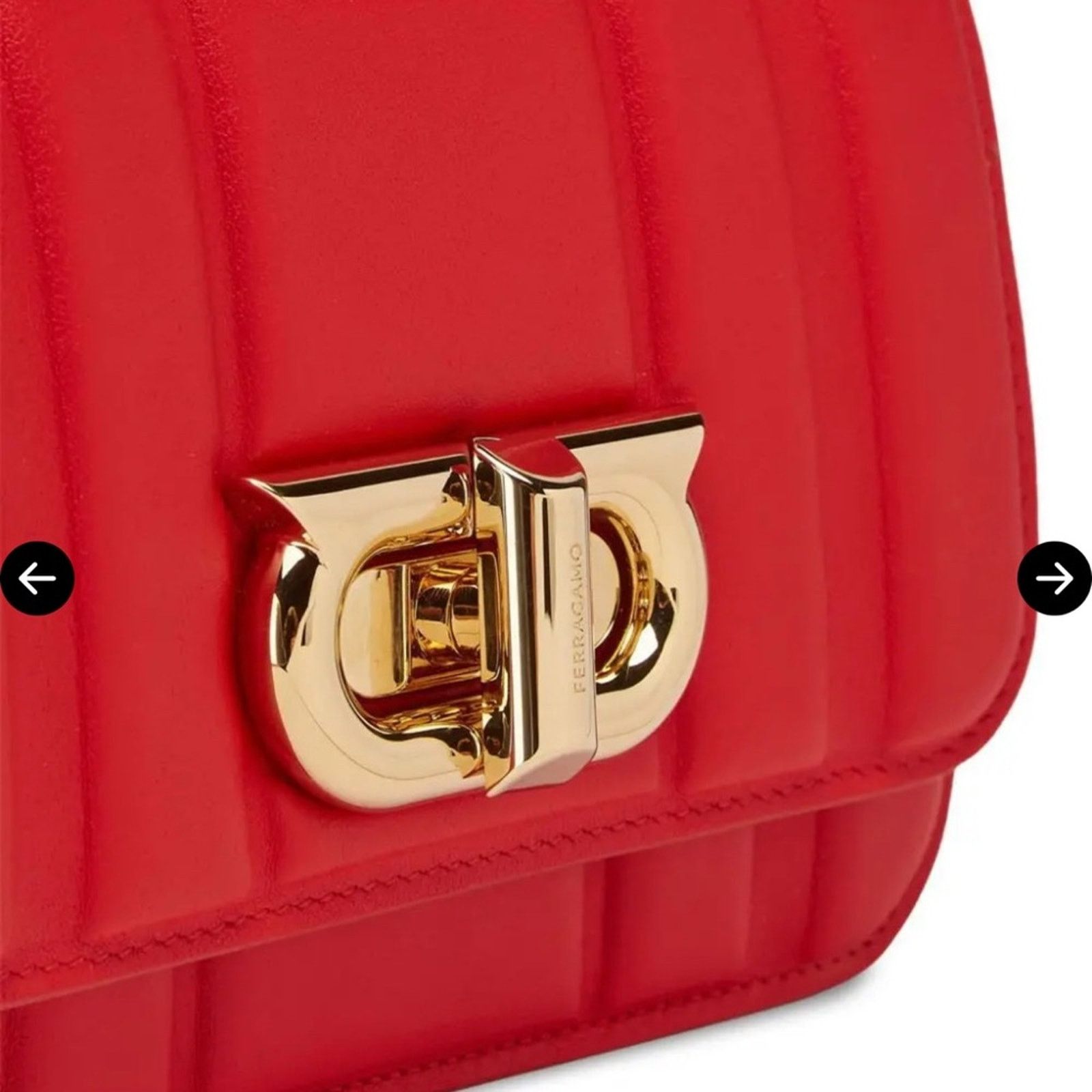Salvatore Ferragamo Ferragamo Gancini Mini Leather Shoulder Bag, Red Size ONE SIZE - 5 Thumbnail