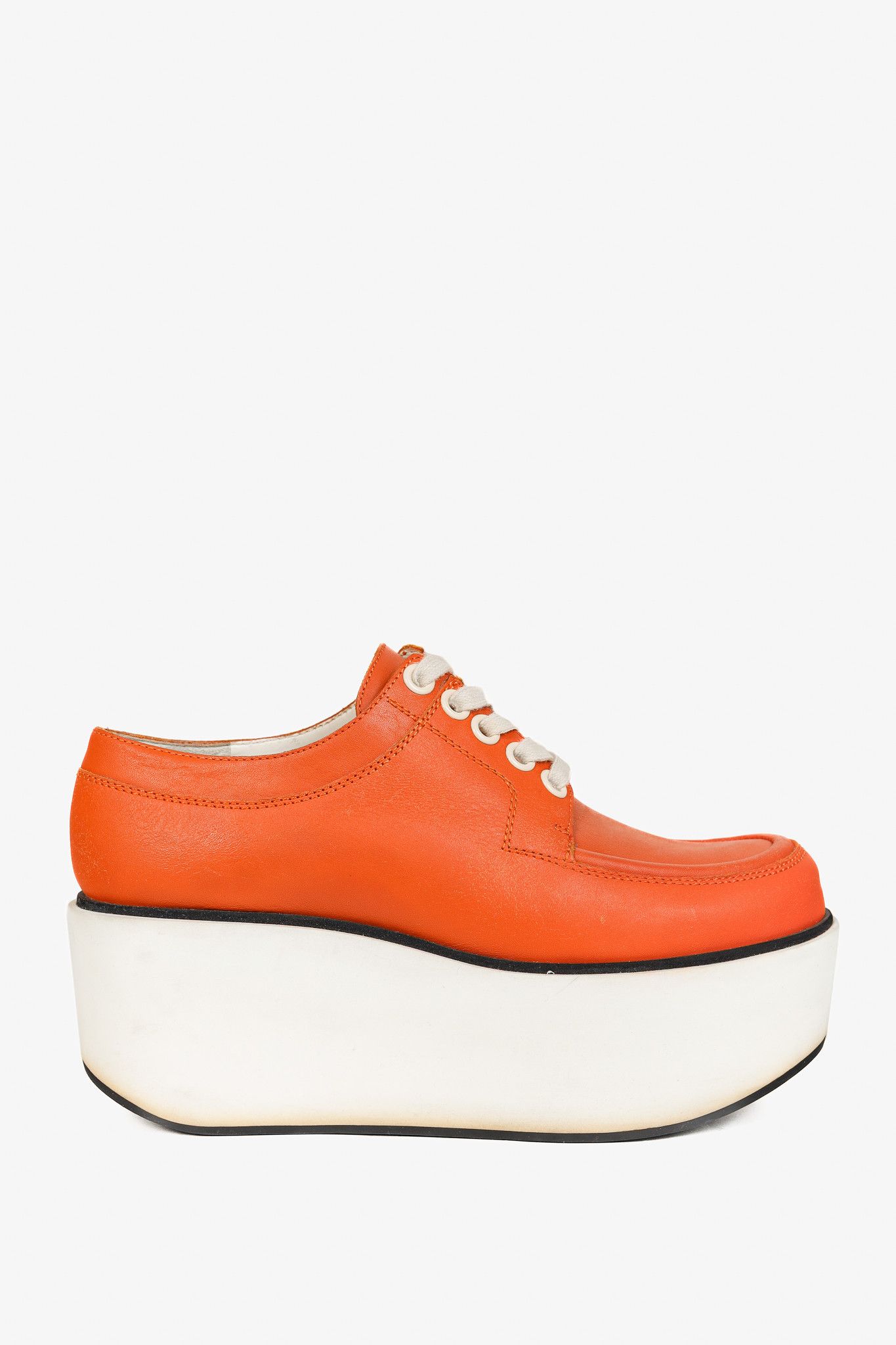 Jil Sander Jil Sander Navy SS/12 Orange Leather Lace-Up Platforms Size US 8 / IT 38 - 1 Thumbnail