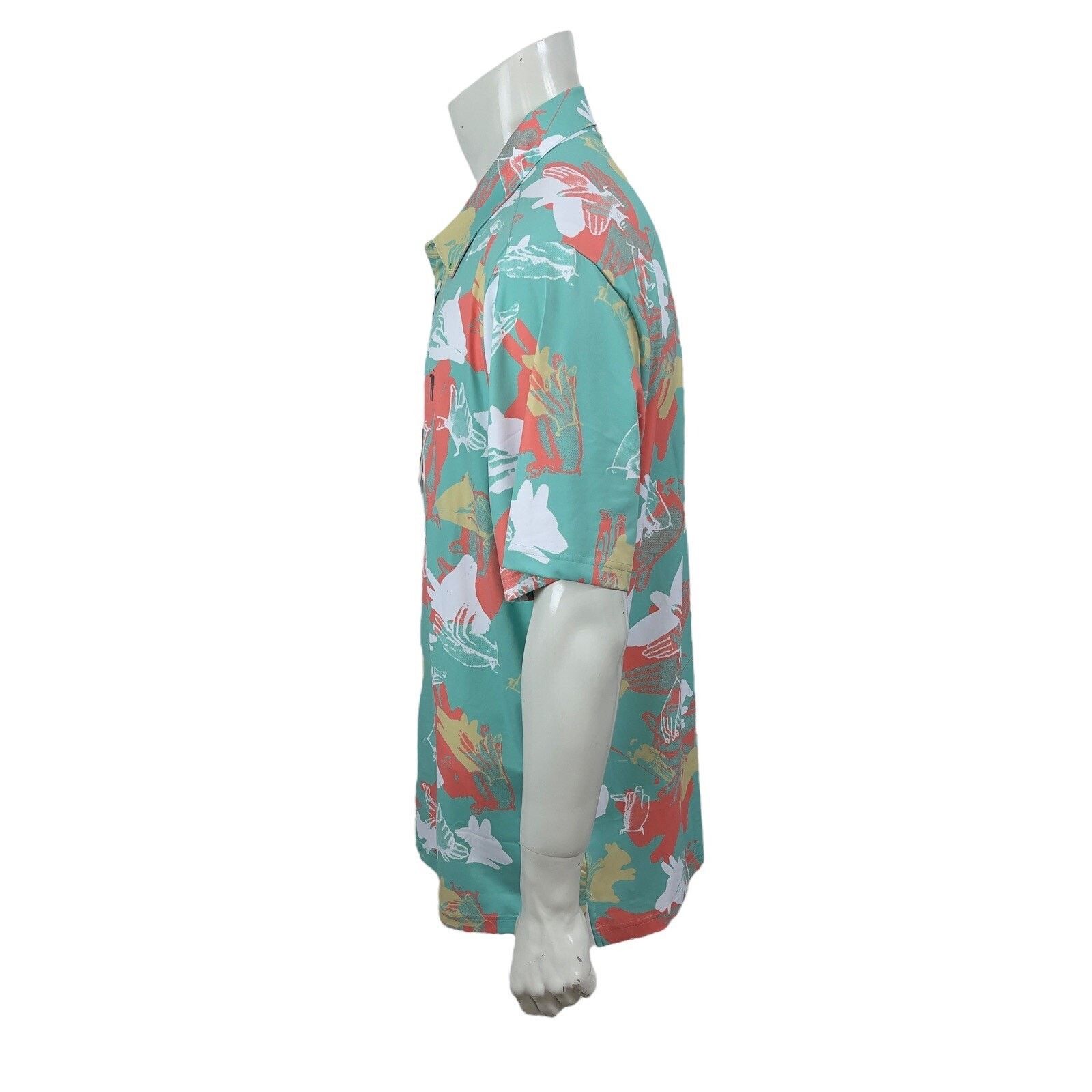 Ashworth William Murray Retro Seafoam Happy Hands Golf Shirt Mens 2XL Size US XXL / EU 58 / 5 - 17 Thumbnail