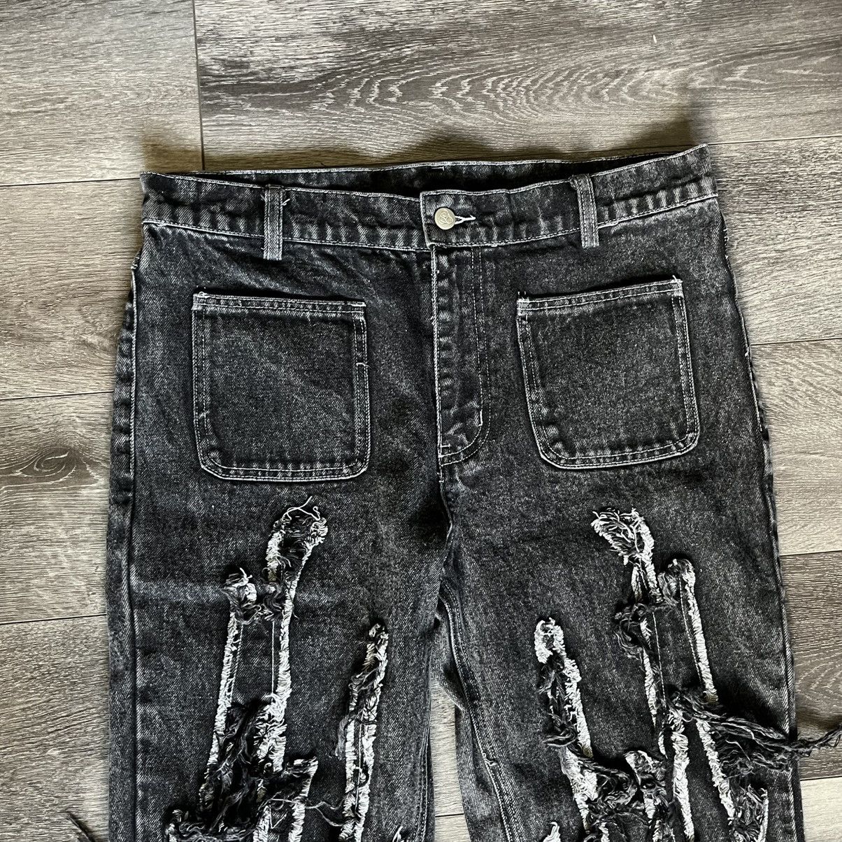 Japanese Brand Jason Demaci Thorn Distressed Scratch Denim Jeans Size 32 Size US 32 / EU 48 - 6 Thumbnail
