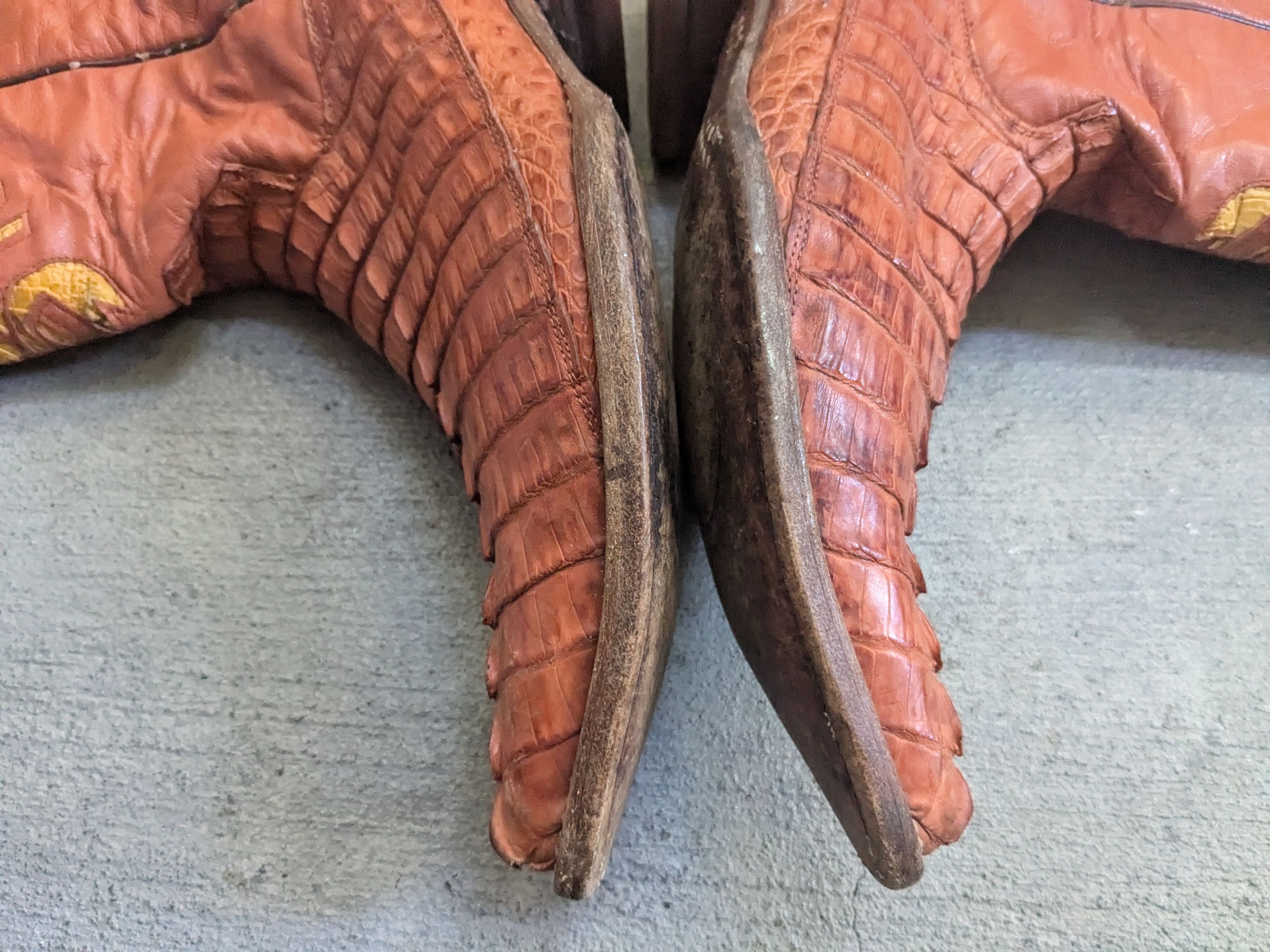 Genuine Leather Crocodile Cowboy Boots Brown 8.5 Vintage Leather Botas Size US 8.5 / EU 41-42 - 11 Thumbnail