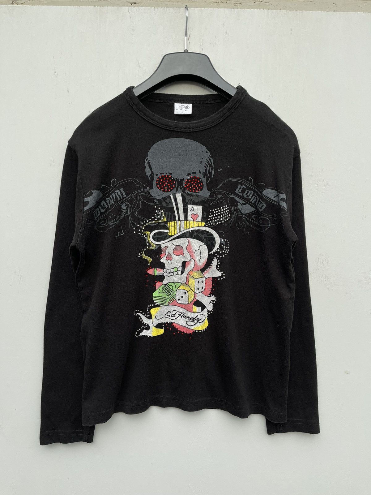 Affliction Ed Hardy Big Print Rhinestones Y2k Street Style Long Sleeve Size US M / EU 48-50 / 2 - 1 Thumbnail