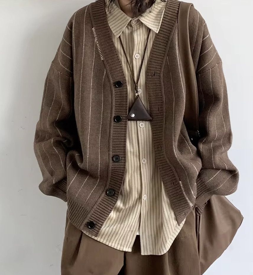 Japanese Brand Unisex American Vintage Striped Cardigan Size US M / EU 48-50 / 2 - 1 Thumbnail