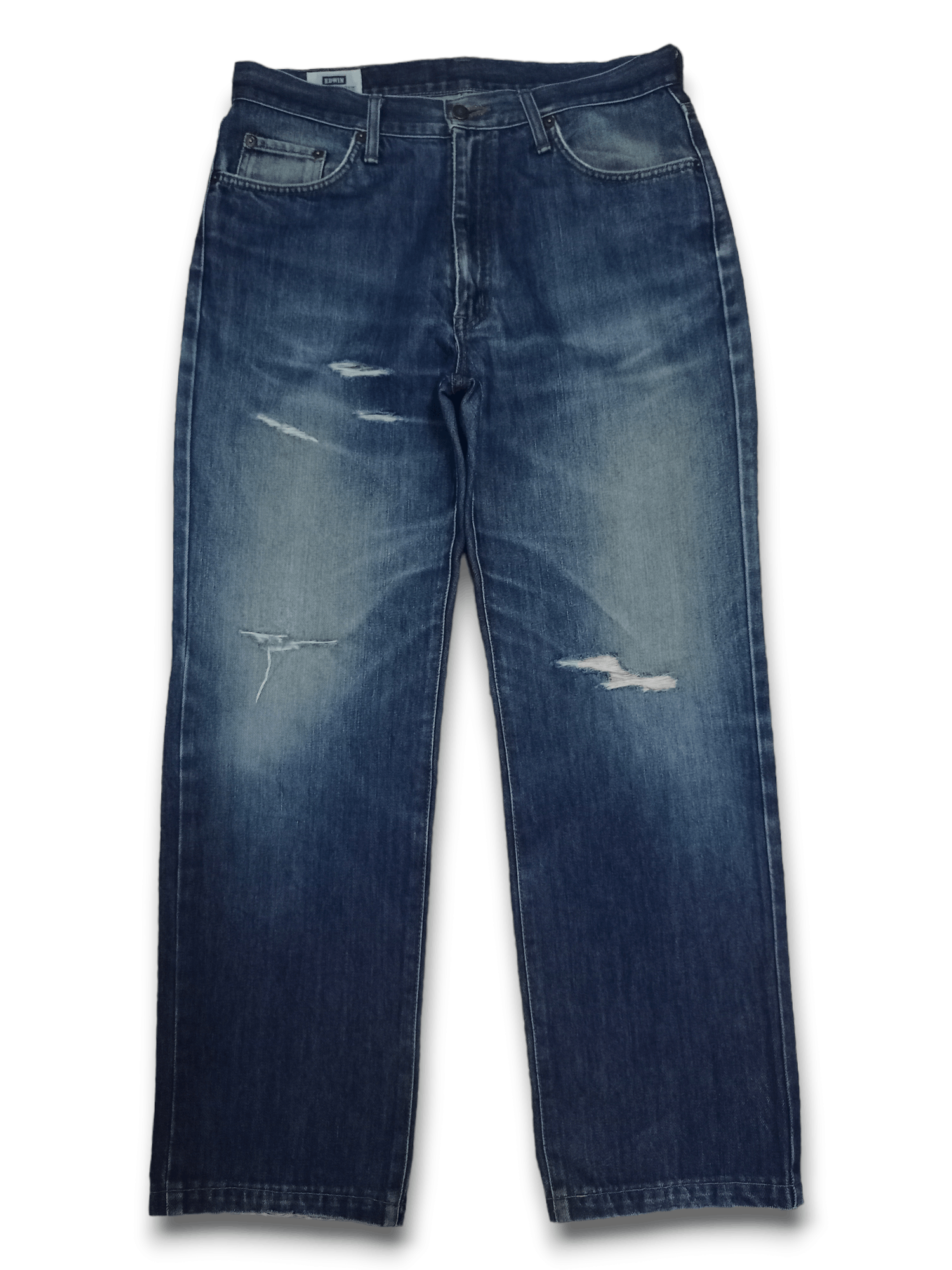 Edwin × Japanese Brand Vintage Edwin Japan Blue Wash Distressed Baggy Jeans 34x29 Size US 34 / EU 50 - 1 Thumbnail